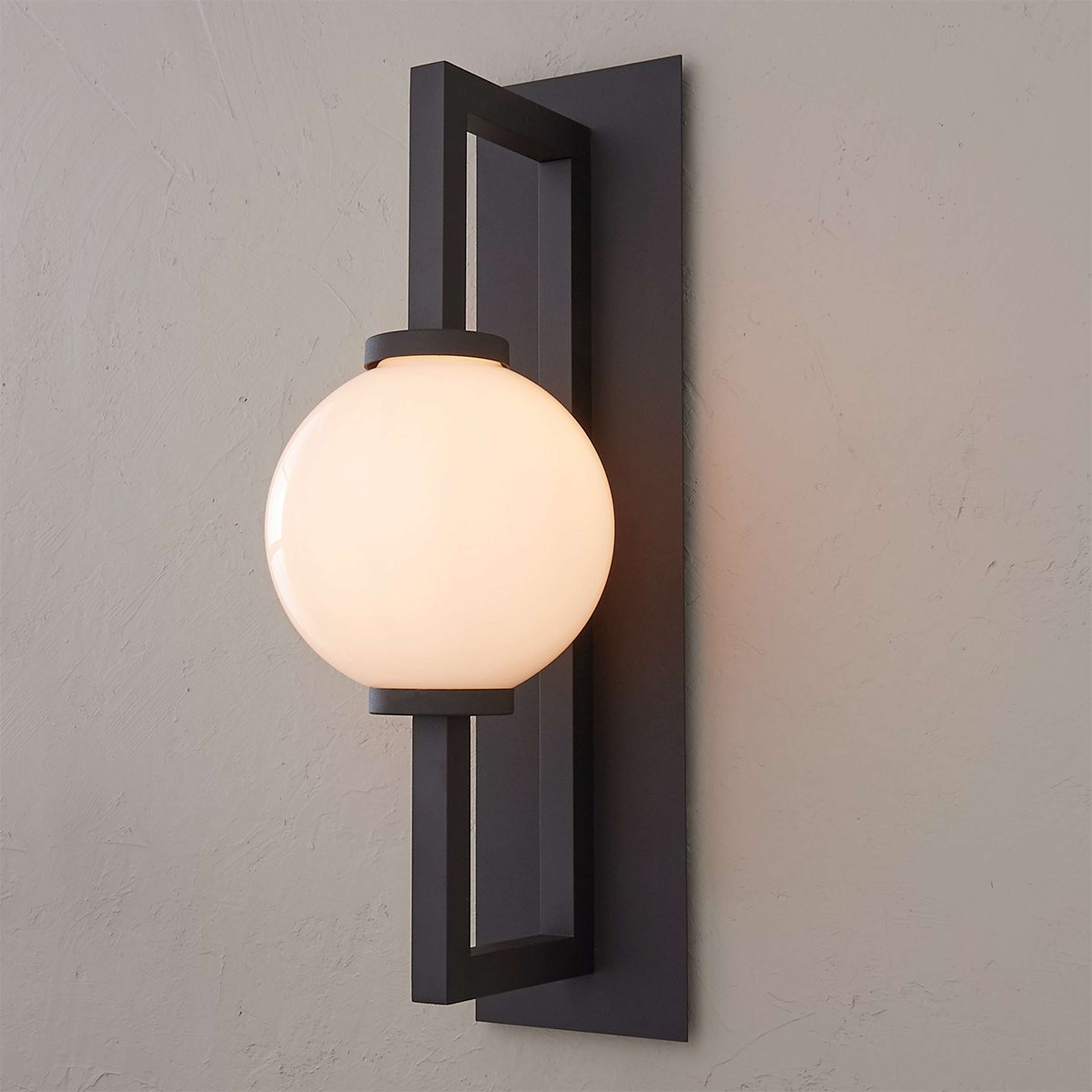 A Veritas Outdoor Sconce - Large with Black / Opal Glass color