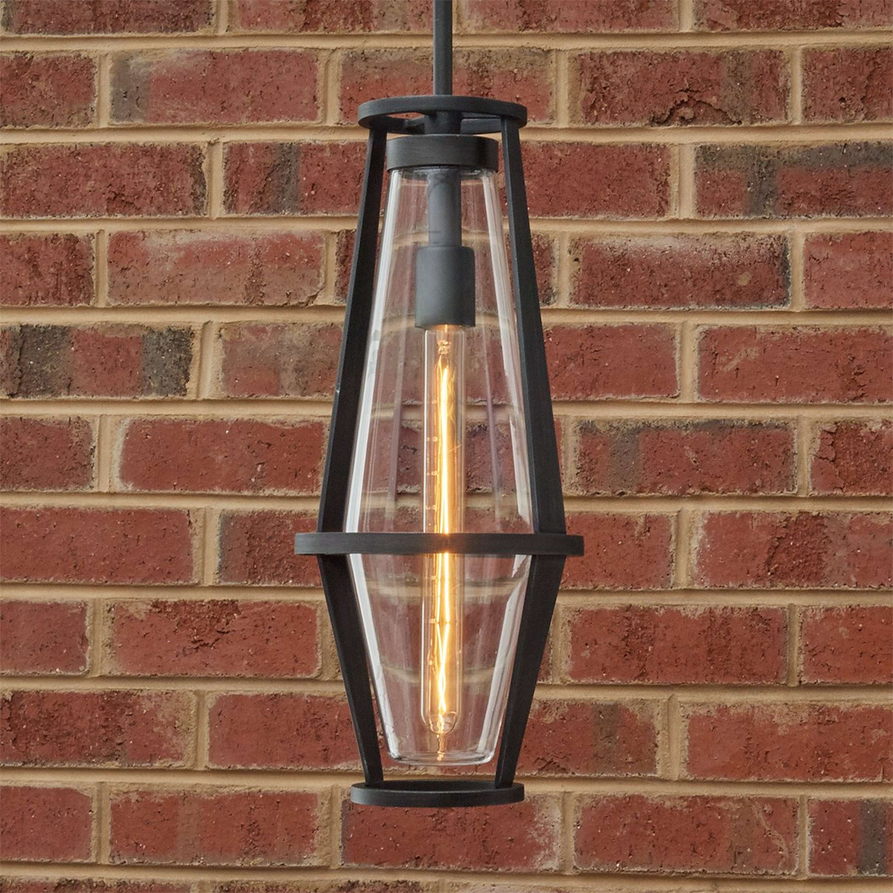 A Jubail Outdoor Pendant with Charcoal Gray color