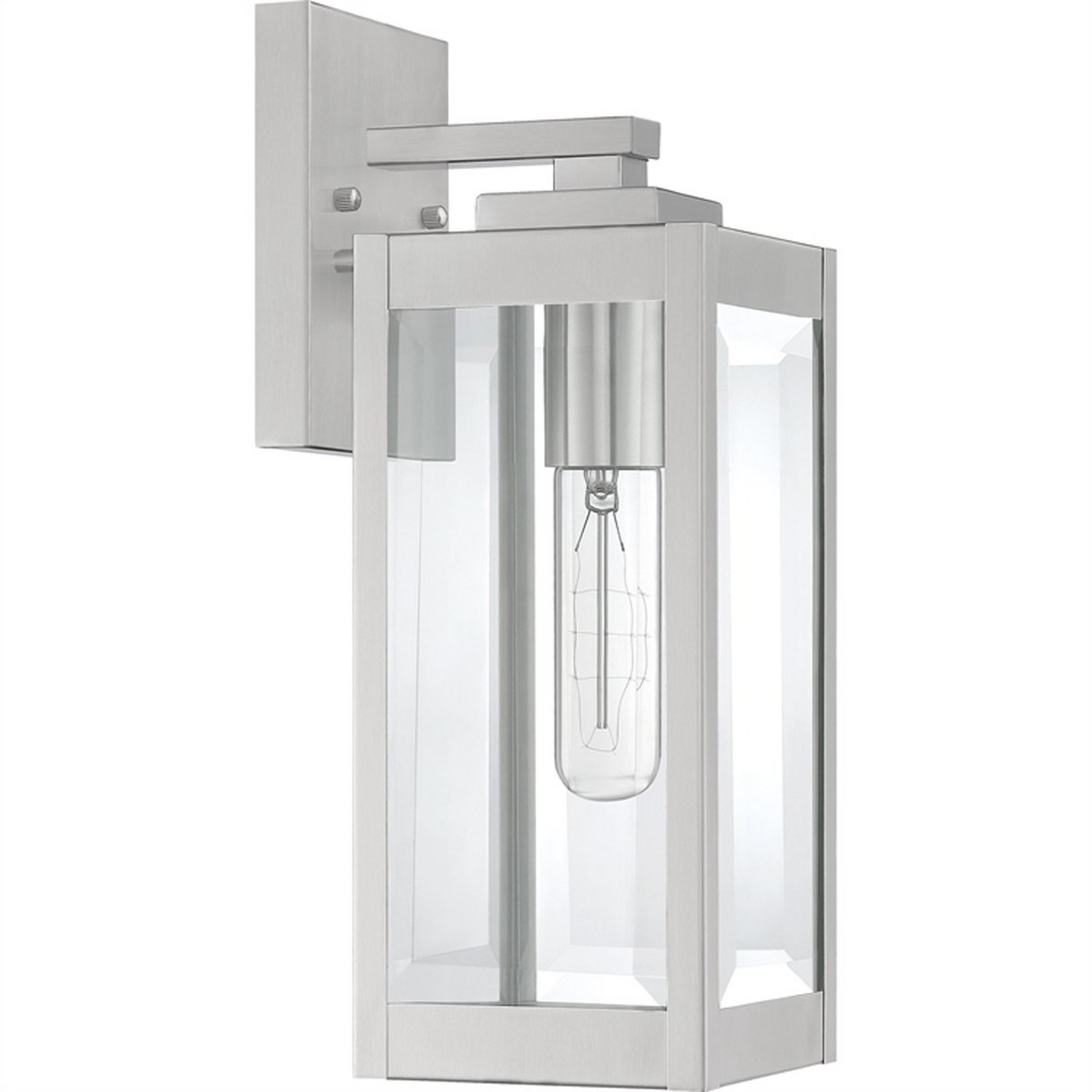 A Maddox Beveled Outdoor Sconce - Small with Silver / Clear Beveled Glass color