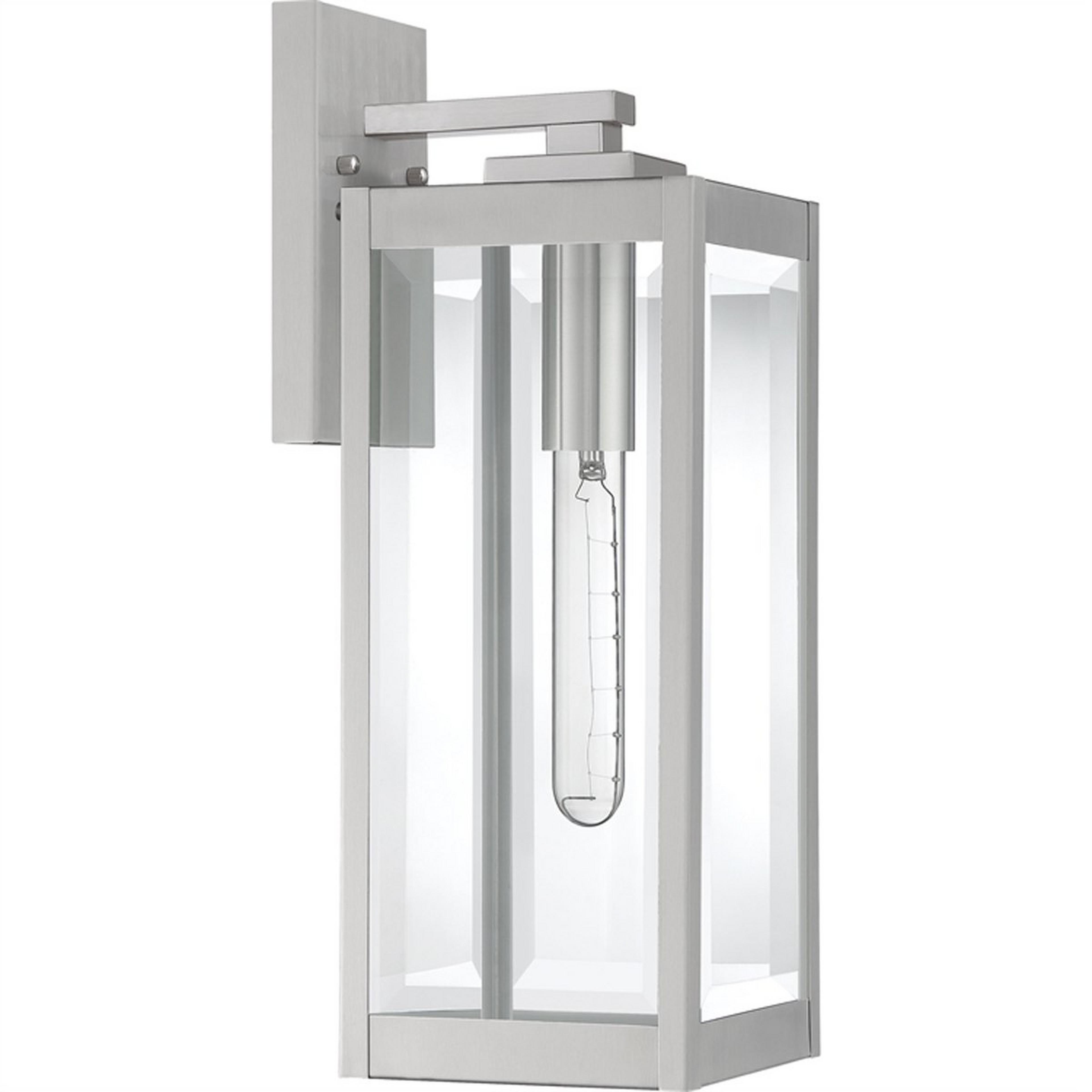 A Maddox Beveled Outdoor Sconce - Large with Silver / Clear Beveled Glass color