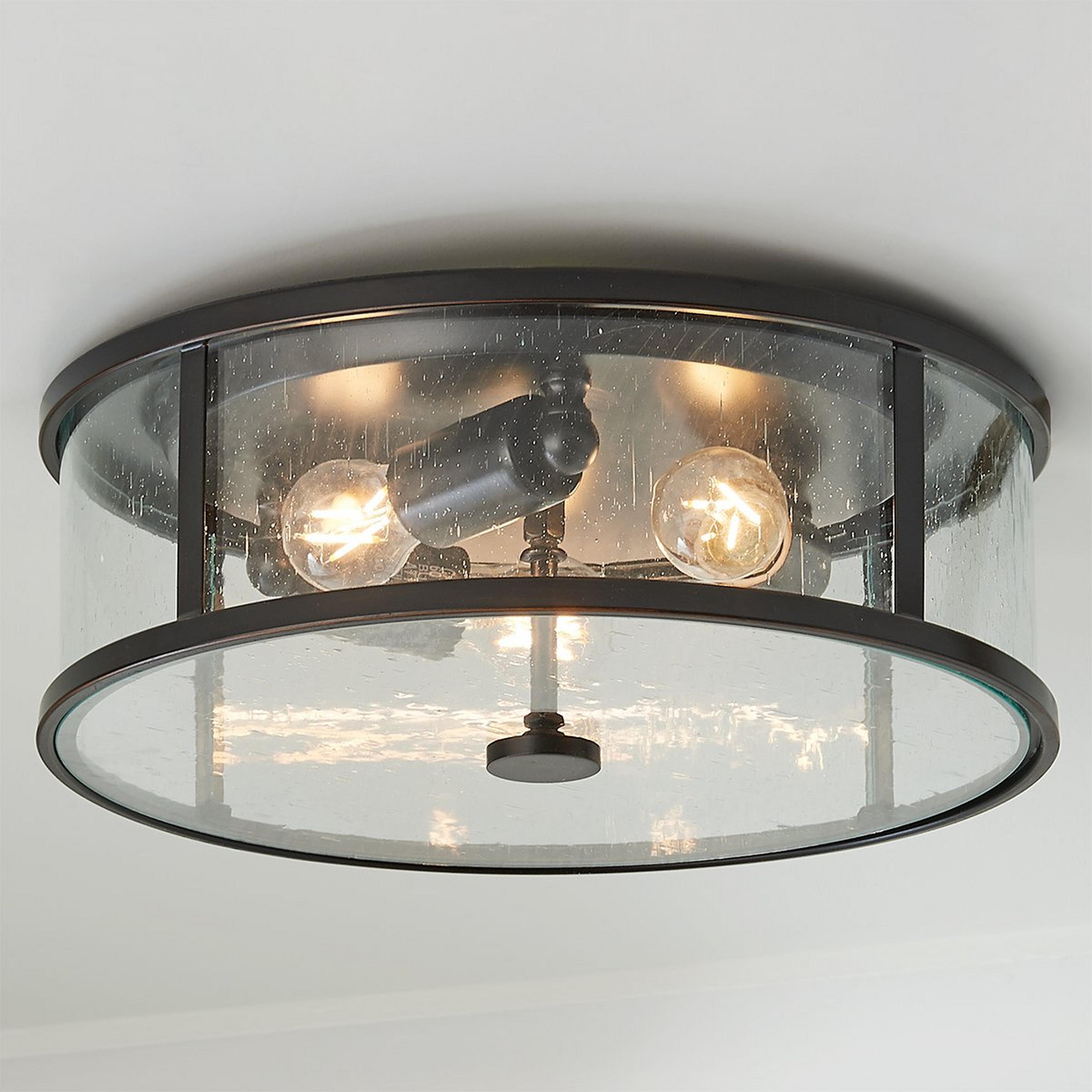 A Fife Outdoor Ceiling Light with Black / Seedy Glass color