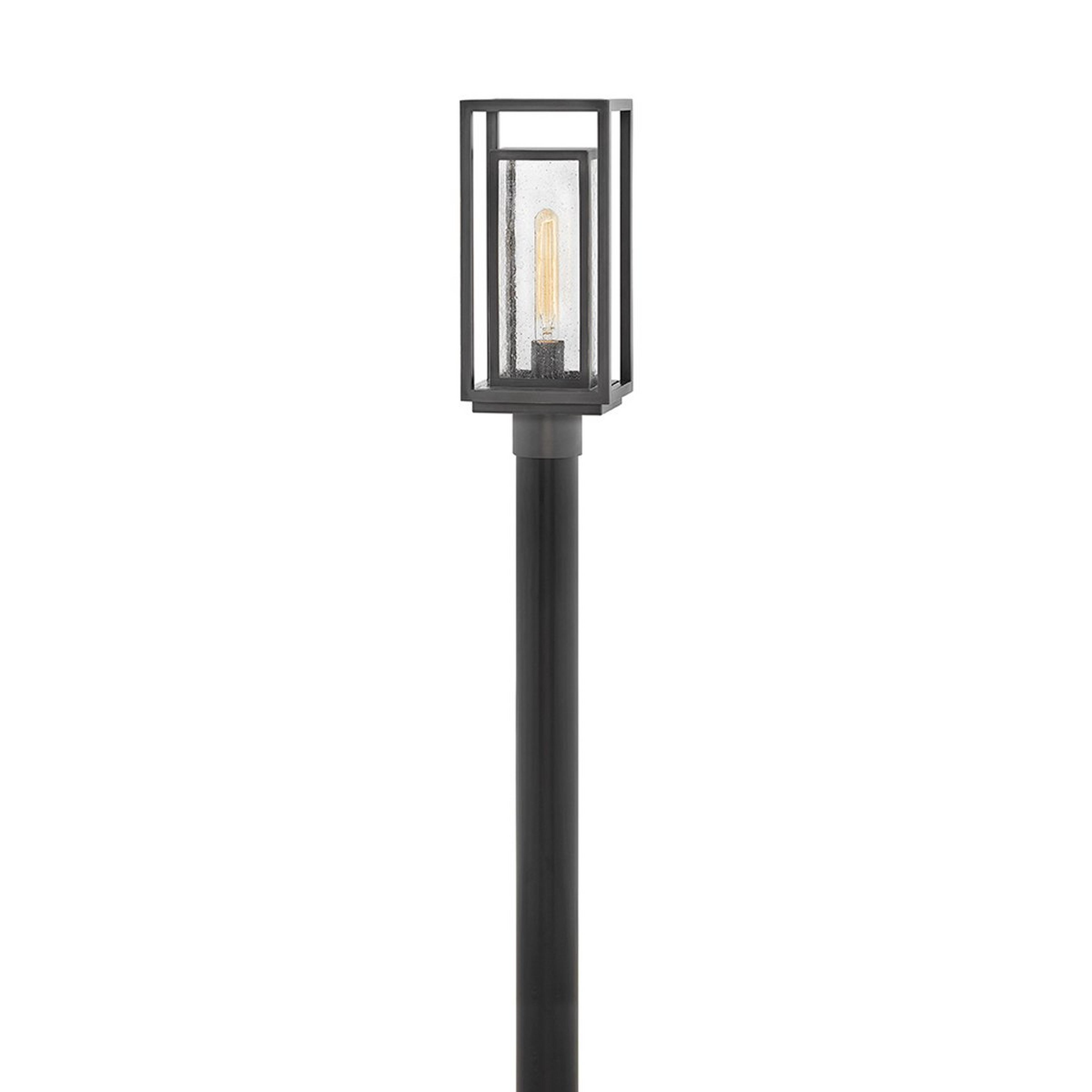 A Frame Squared Outdoor Post Light with Oil Rubbed Bronze / Seeded Glass color