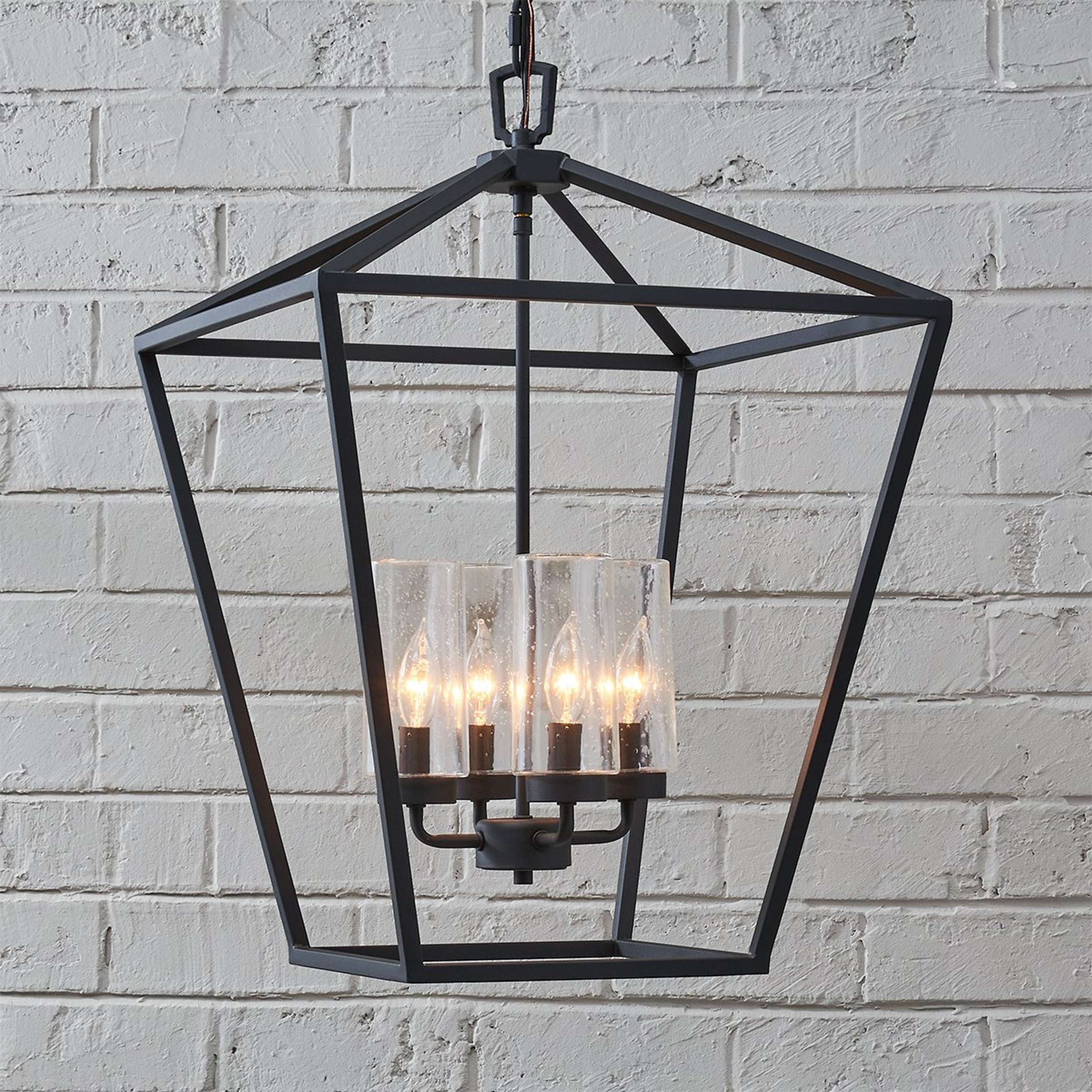 A Clearview Outdoor Hanging Lantern with Black / Clear Seedy Glass color
