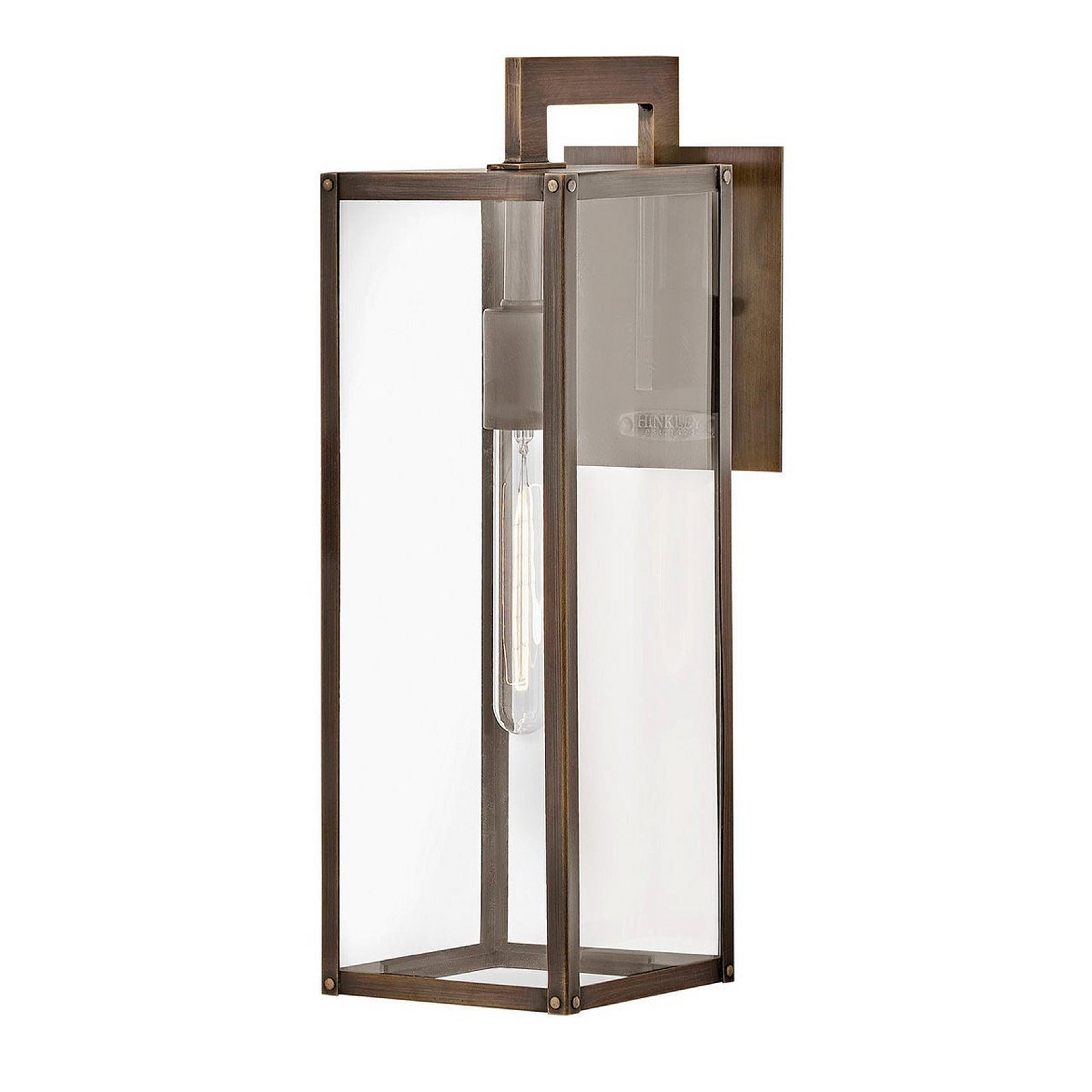 A Creswell Outdoor Sconce - Large with Burnished Bronze / Clear Glass color