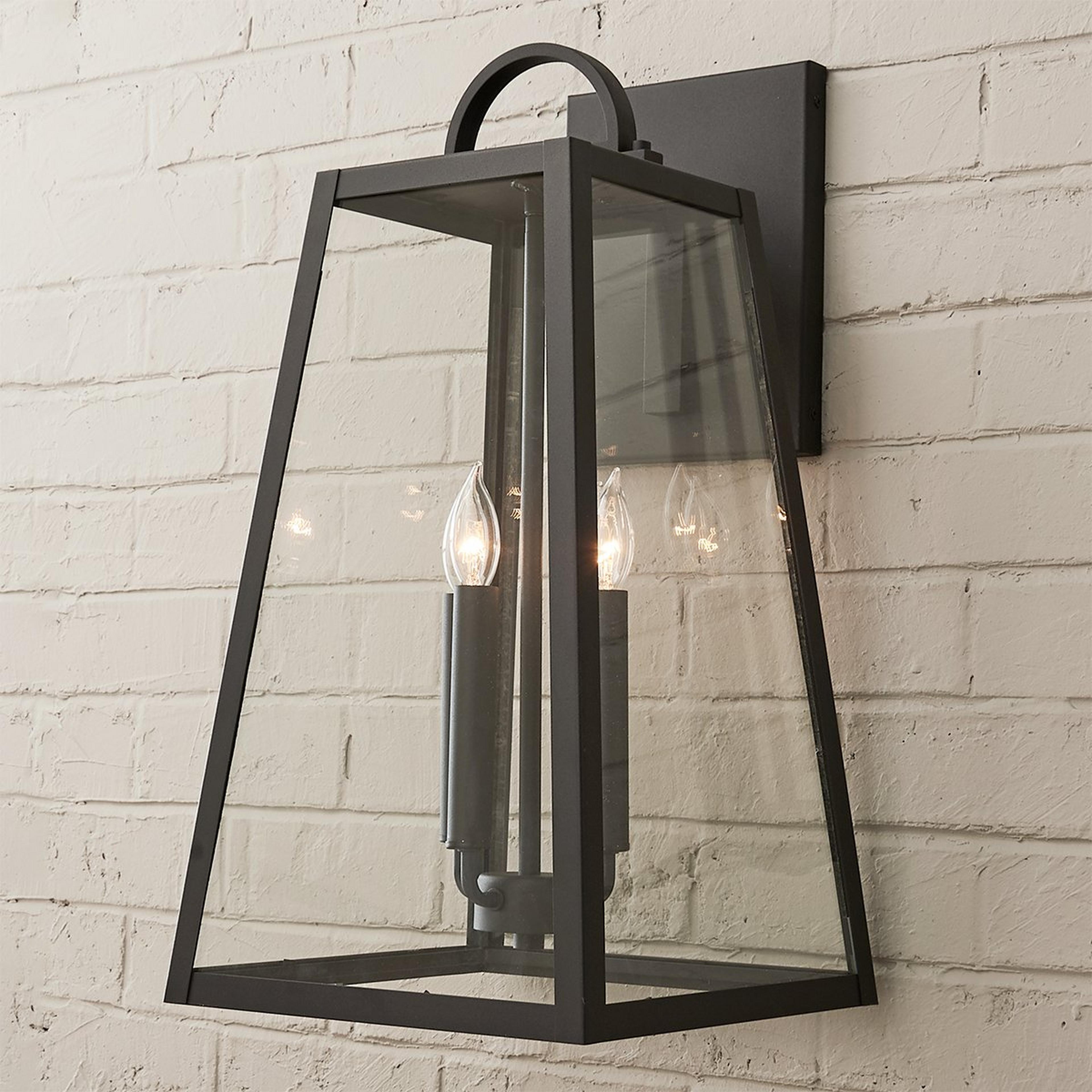A Classic Ilona Outdoor Sconce - Large with Black / Clear Glass color