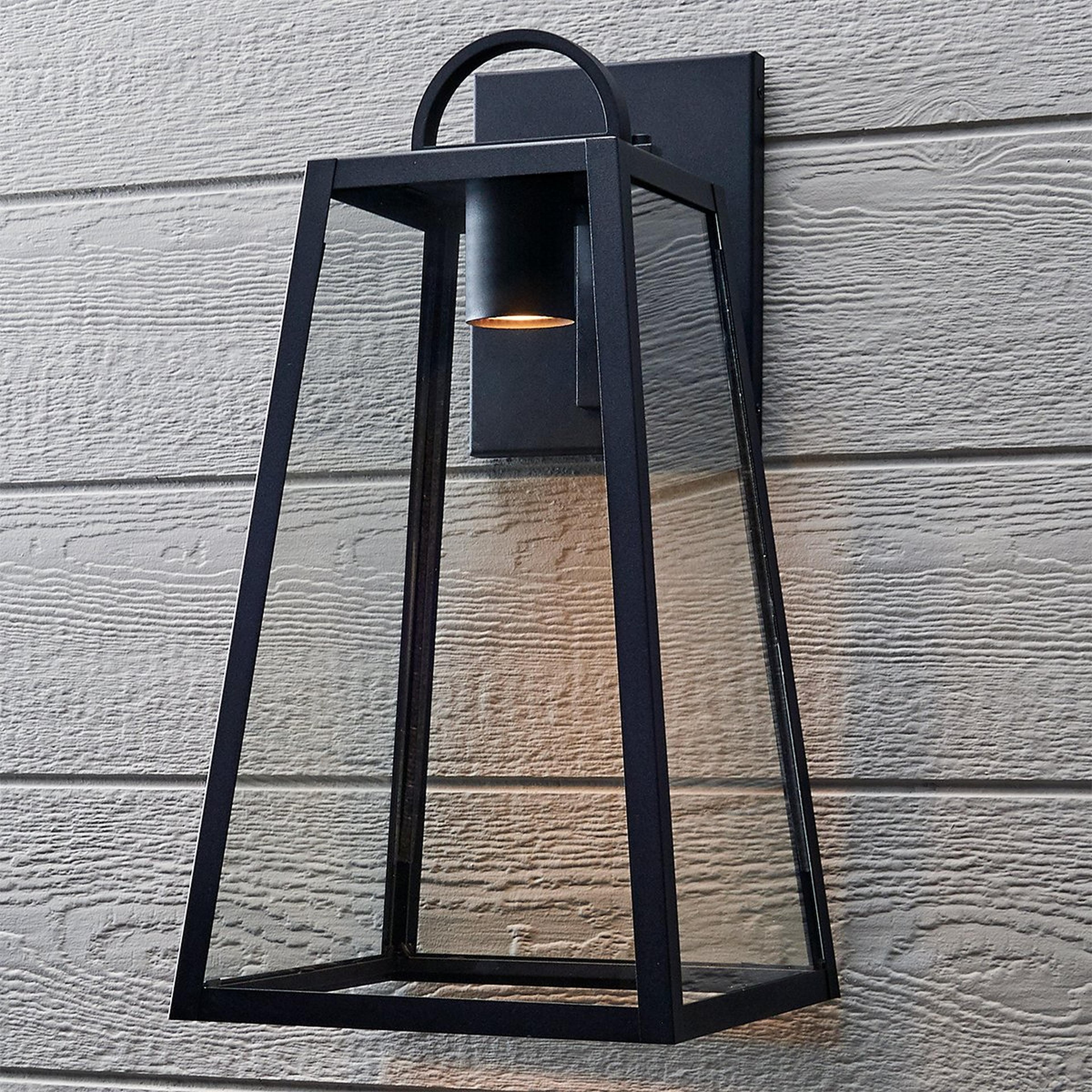 A Modern Ilona Outdoor Sconce - Large with Black / Clear Glass color
