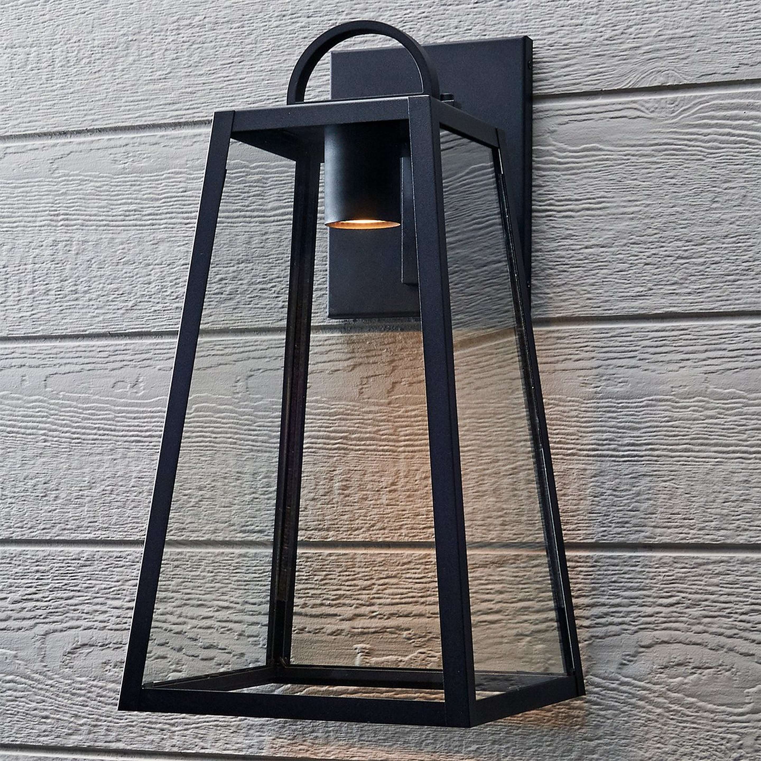 A Modern Ilona Outdoor Sconce - Large with Black / Clear Glass color