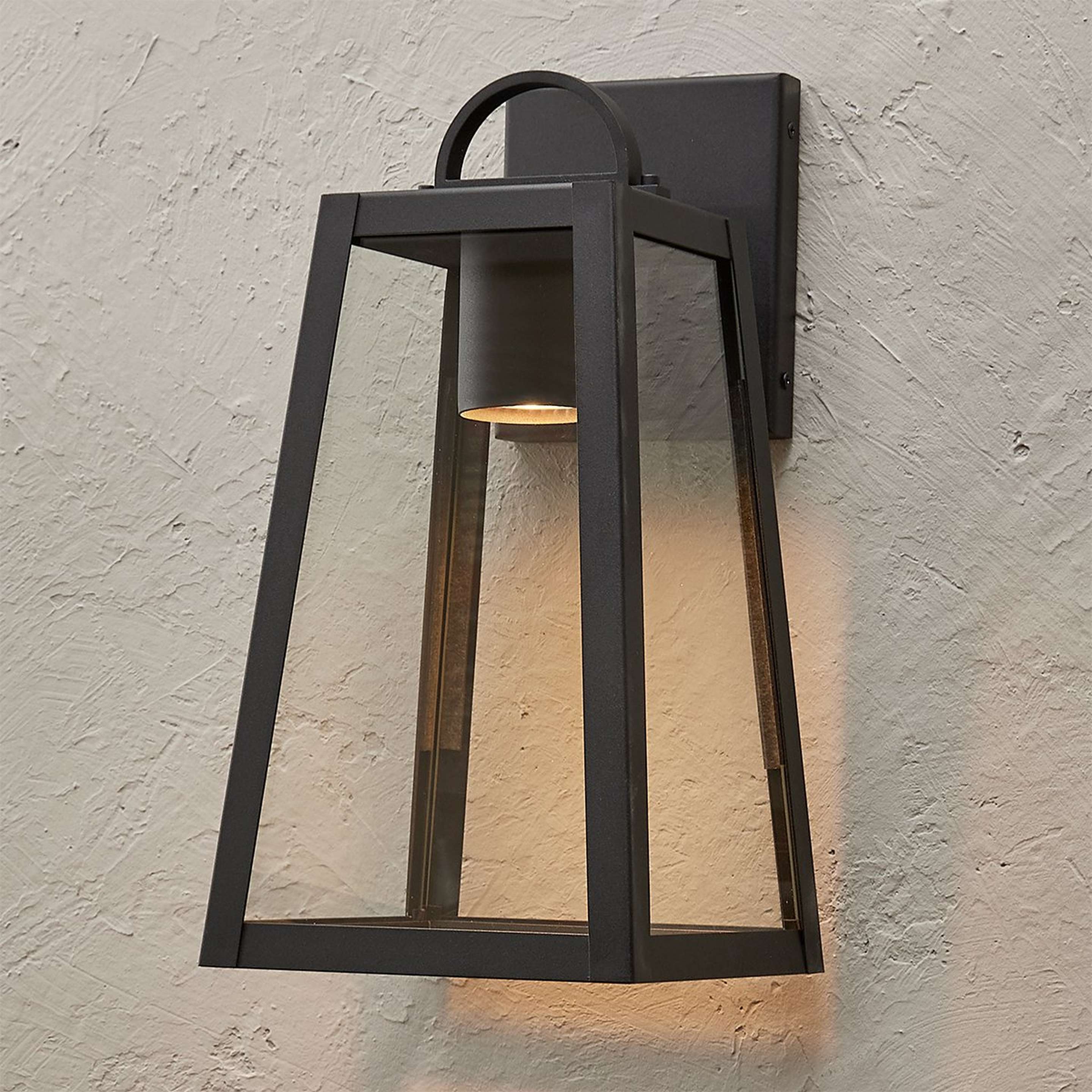 A Modern Ilona Outdoor Sconce - Small with Black / Clear Glass color