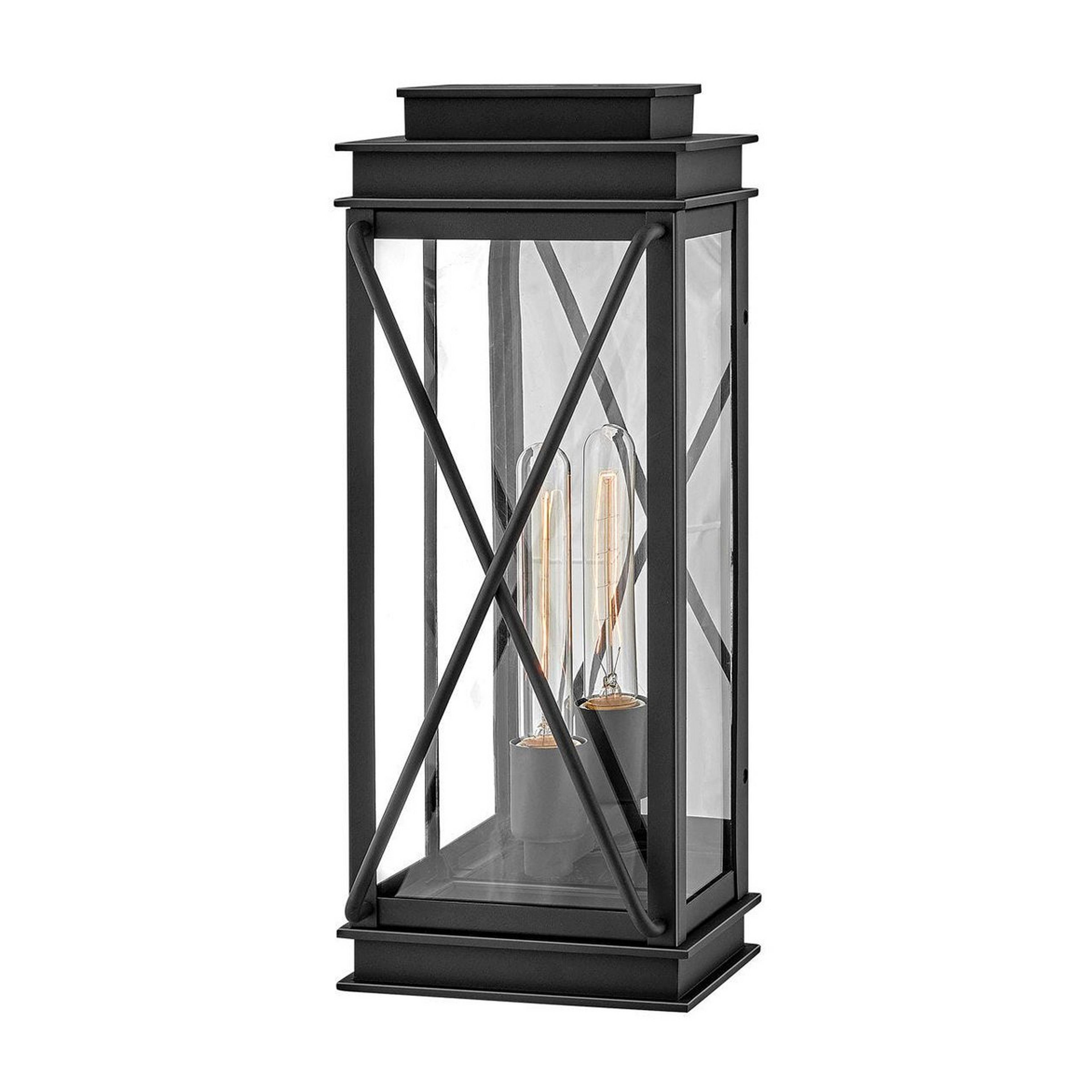 A Tortuga Outdoor Wall Light - Medium with Black / Clear Glass color