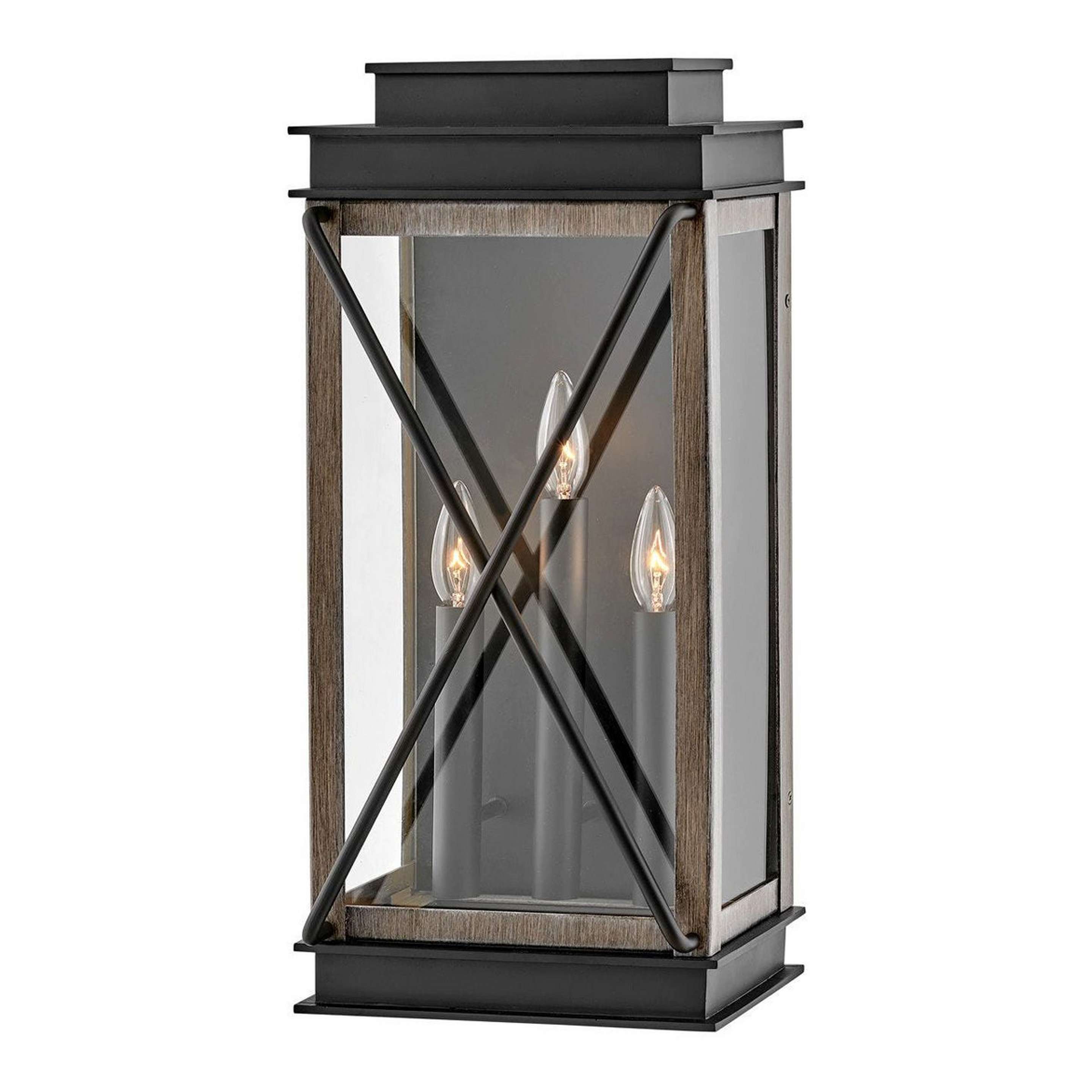 A Tortuga Outdoor Sconce - Large with Black / Faux Driftwood color