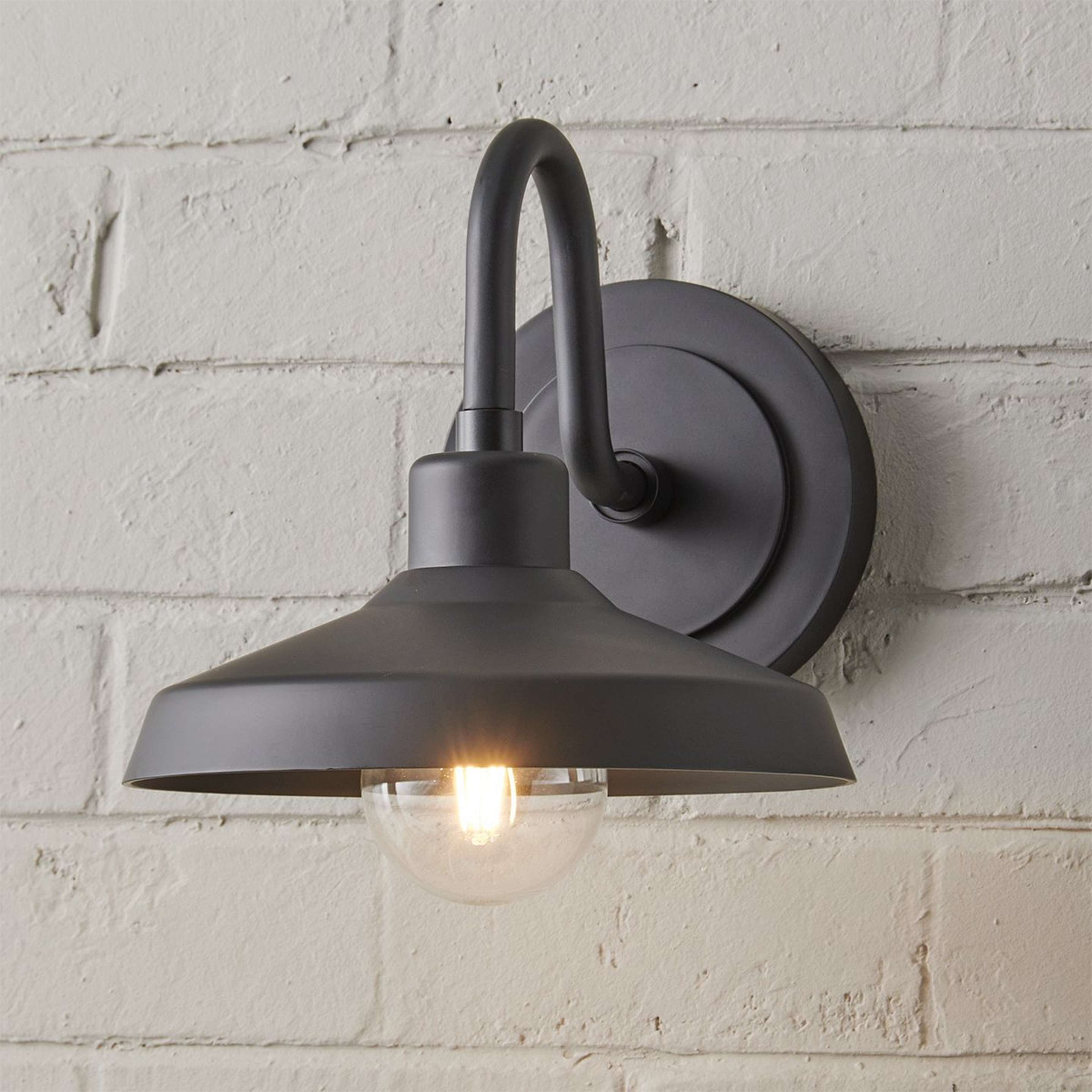 A Industry Arced Outdoor Sconce - Small with Black color
