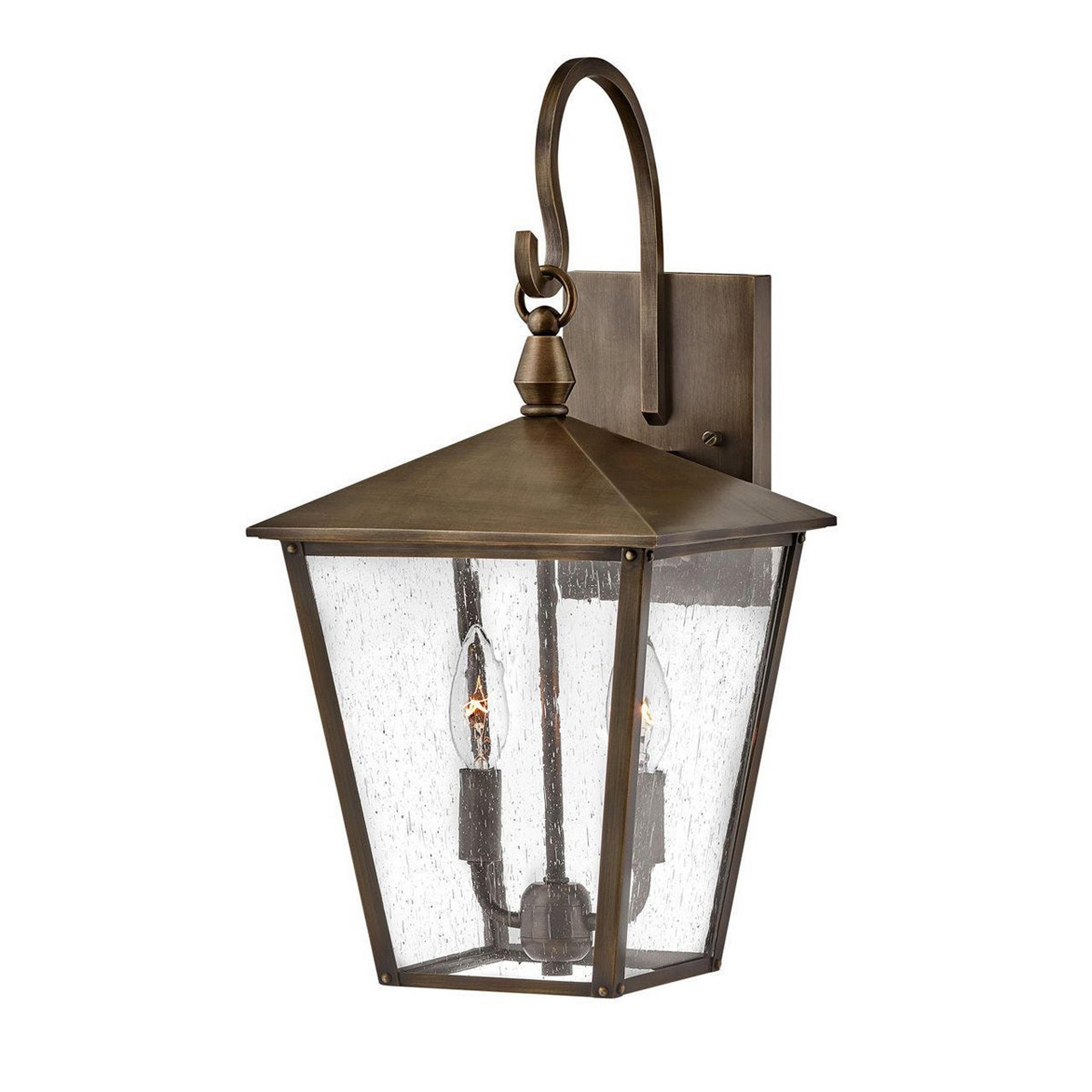 A Classic Caroline Outdoor Sconce - Medium with Burnished Bronze / Seeded Glass color