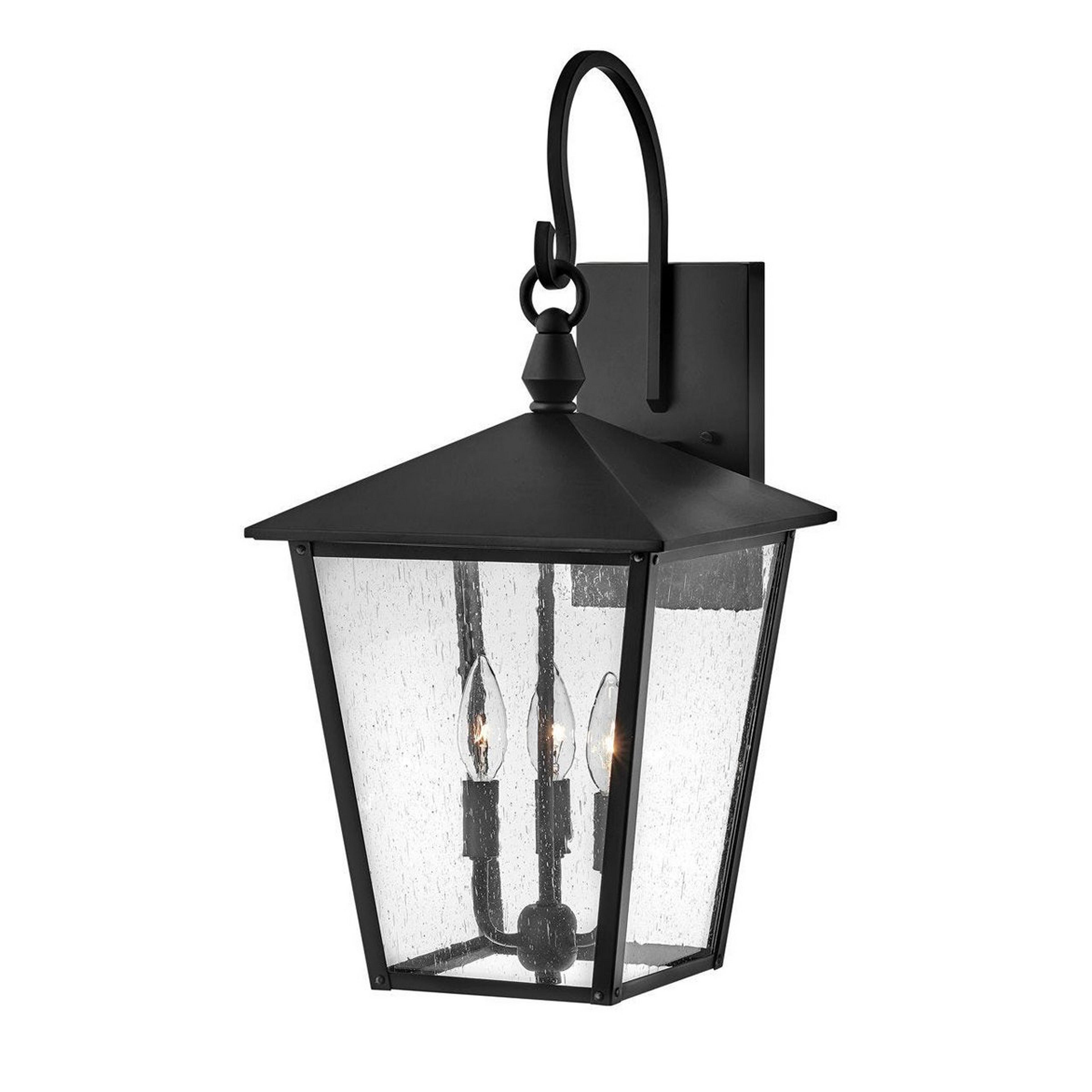 A Classic Caroline Outdoor Sconce - Large with Black / Seeded Glass color