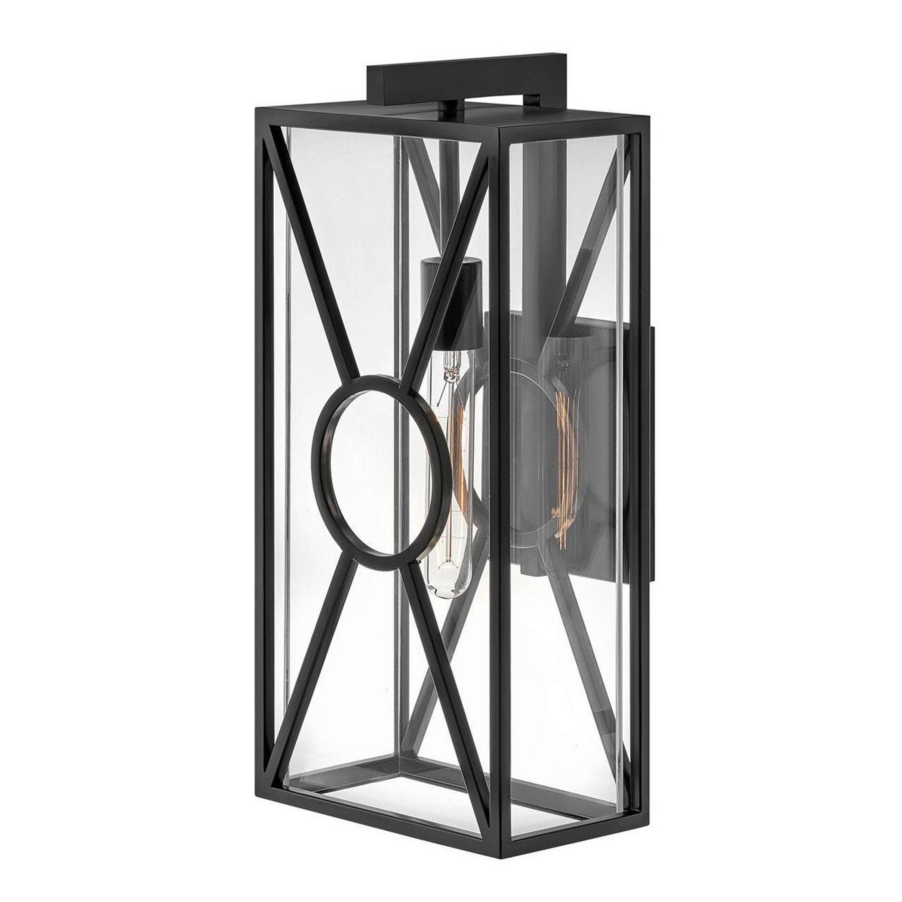 A Xana Outdoor Wall Light - Large with Black / Clear Glass color