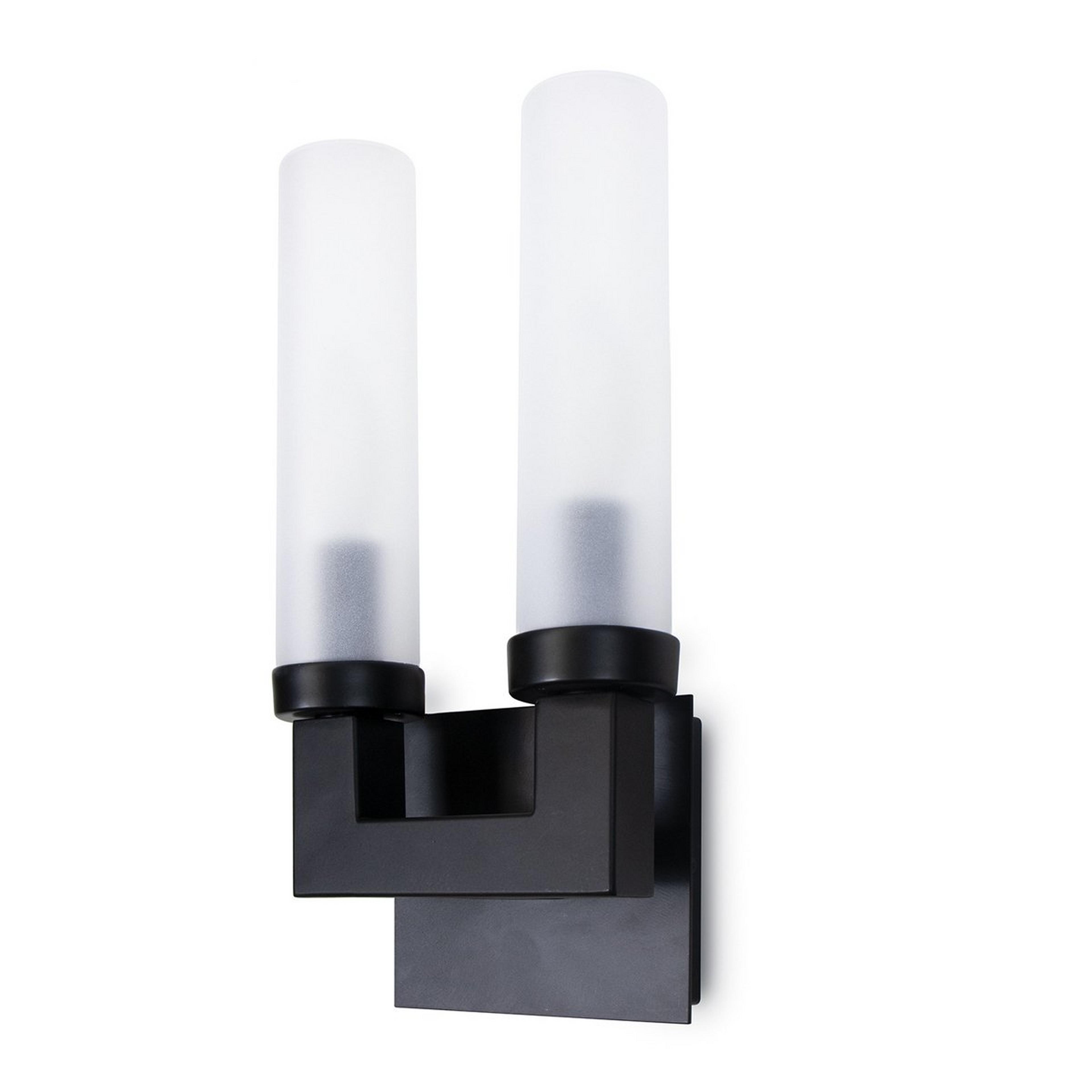 A Eva Outdoor Sconce - 2 Light with Black / Frosted Glass color