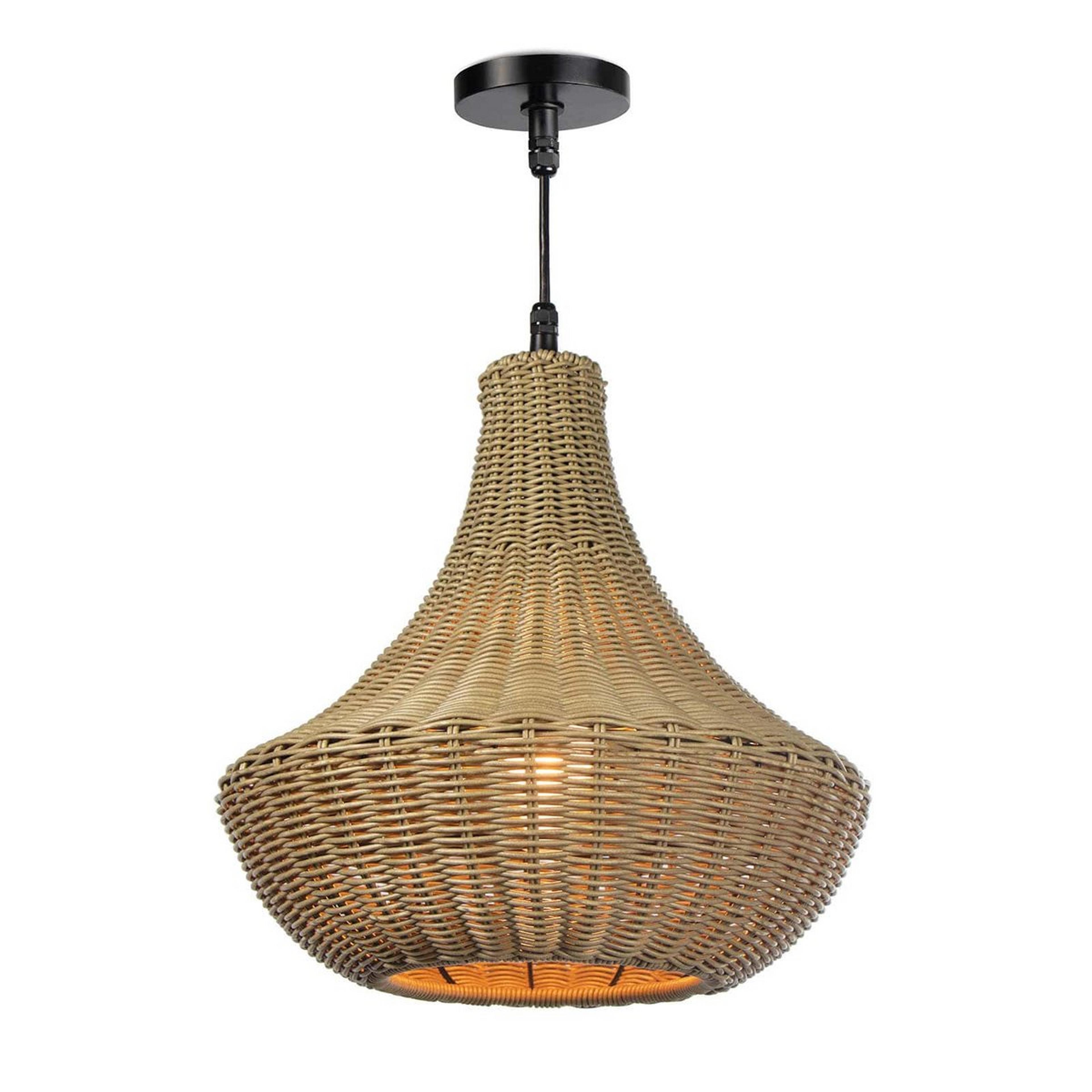 A Innis Cove Outdoor Pendant with Black / Natural color