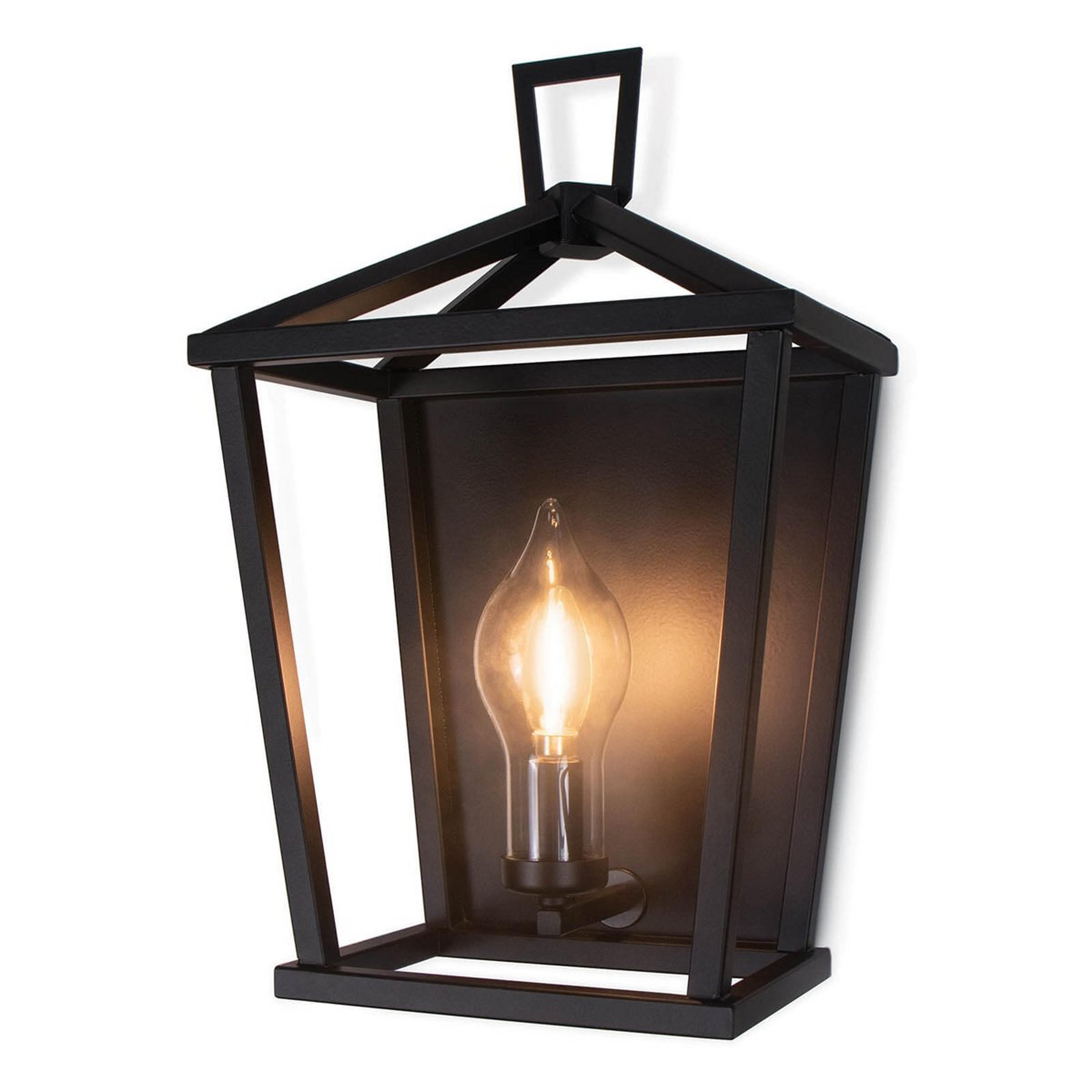 A Exposed Frame Outdoor Sconce with Black / Clear Glass color