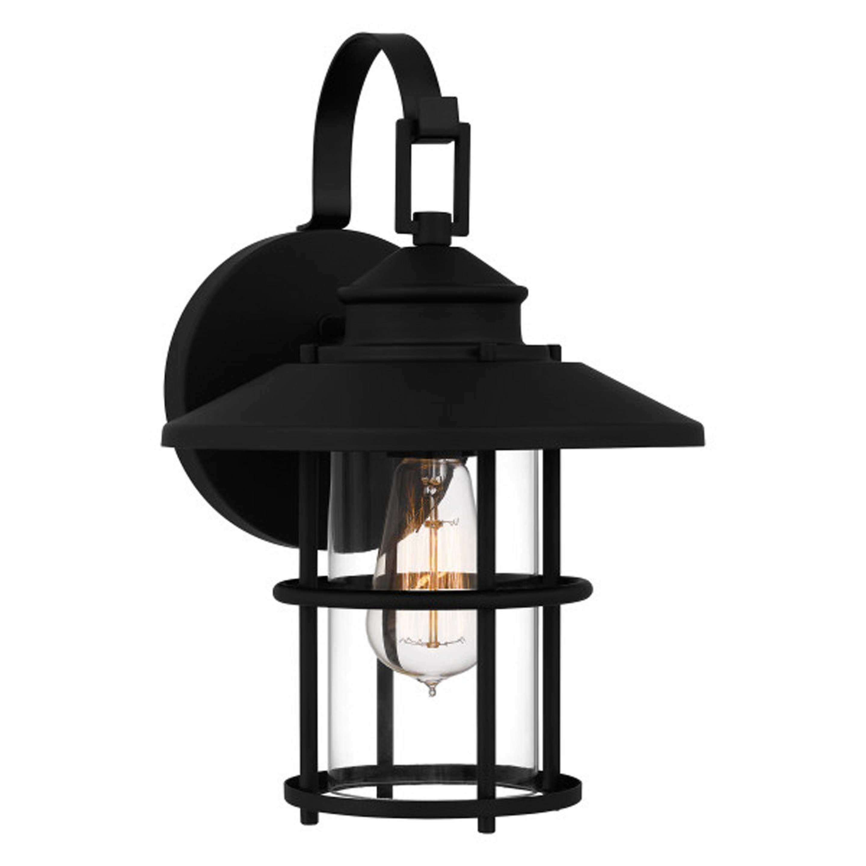 A Almoney Outdoor Sconce - Small with Matte Black / Clear Glass color