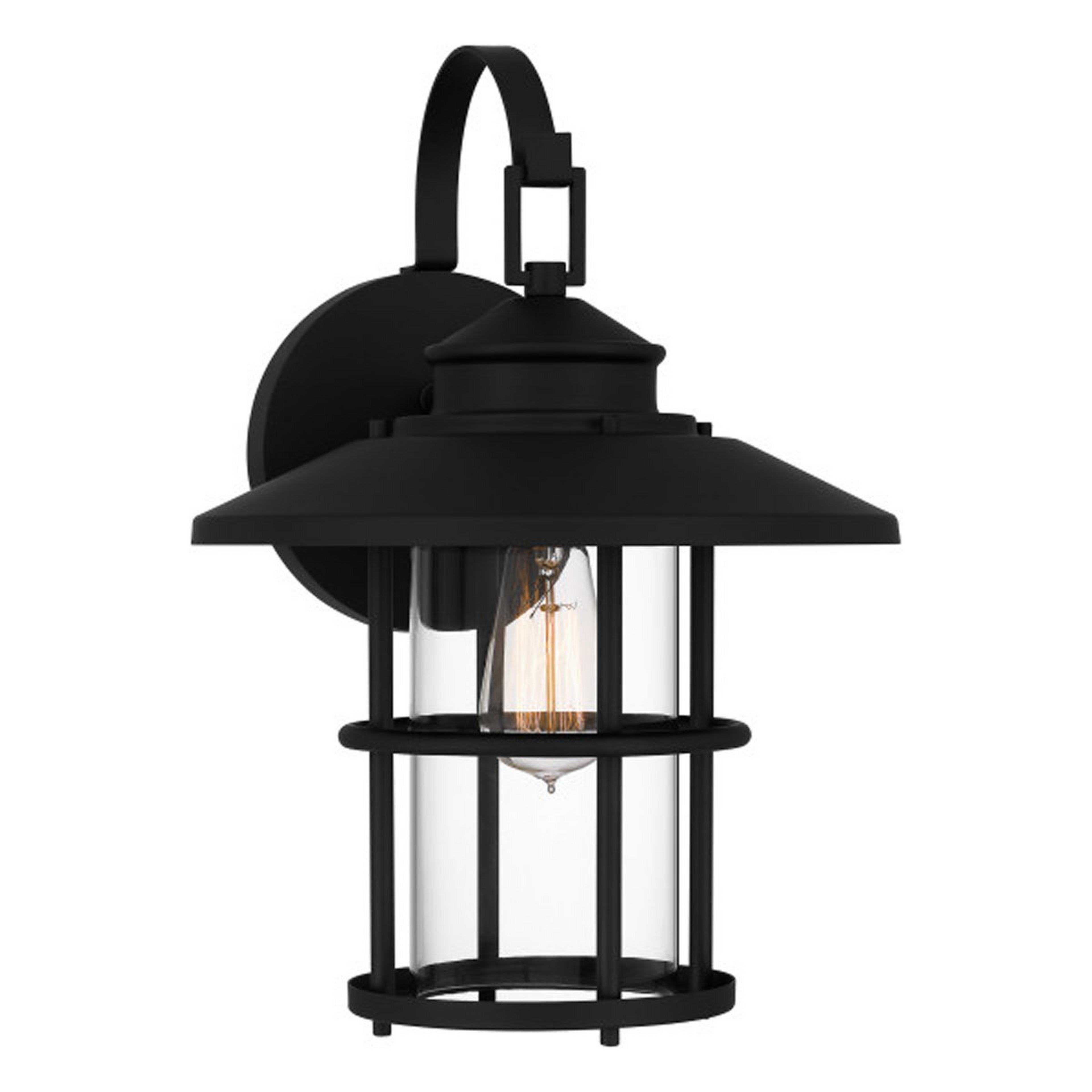A Almoney Outdoor Sconce - Large with Matte Black / Clear Glass color