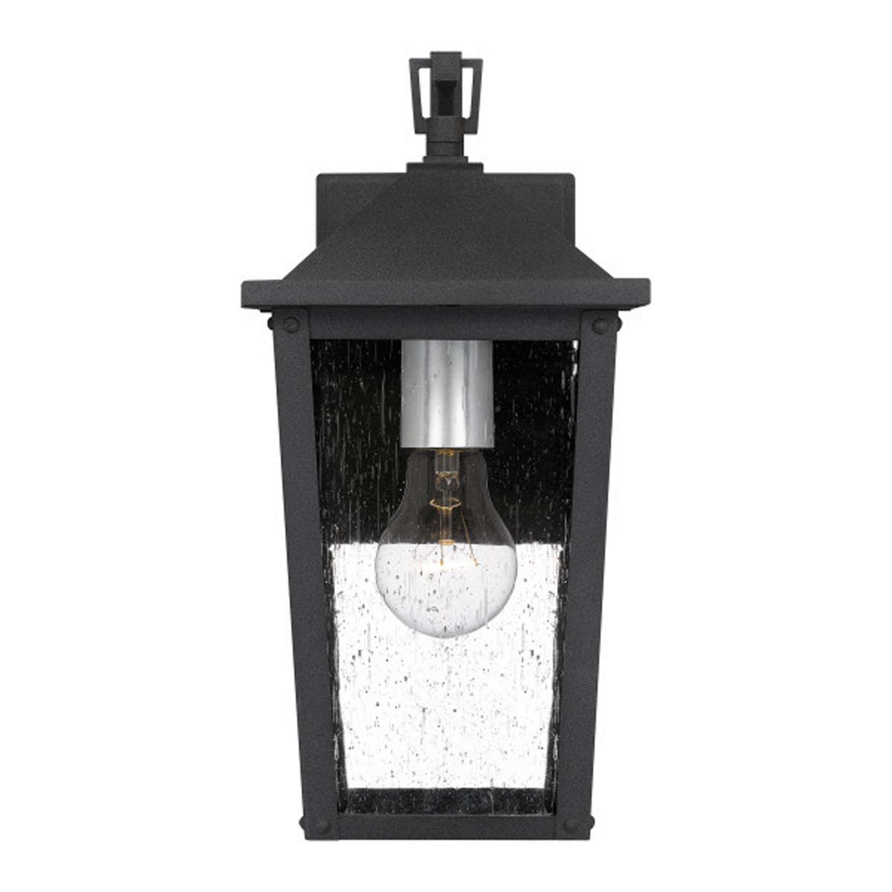 A Speckled Lantern Outdoor Sconce with Black / Clear Glass color