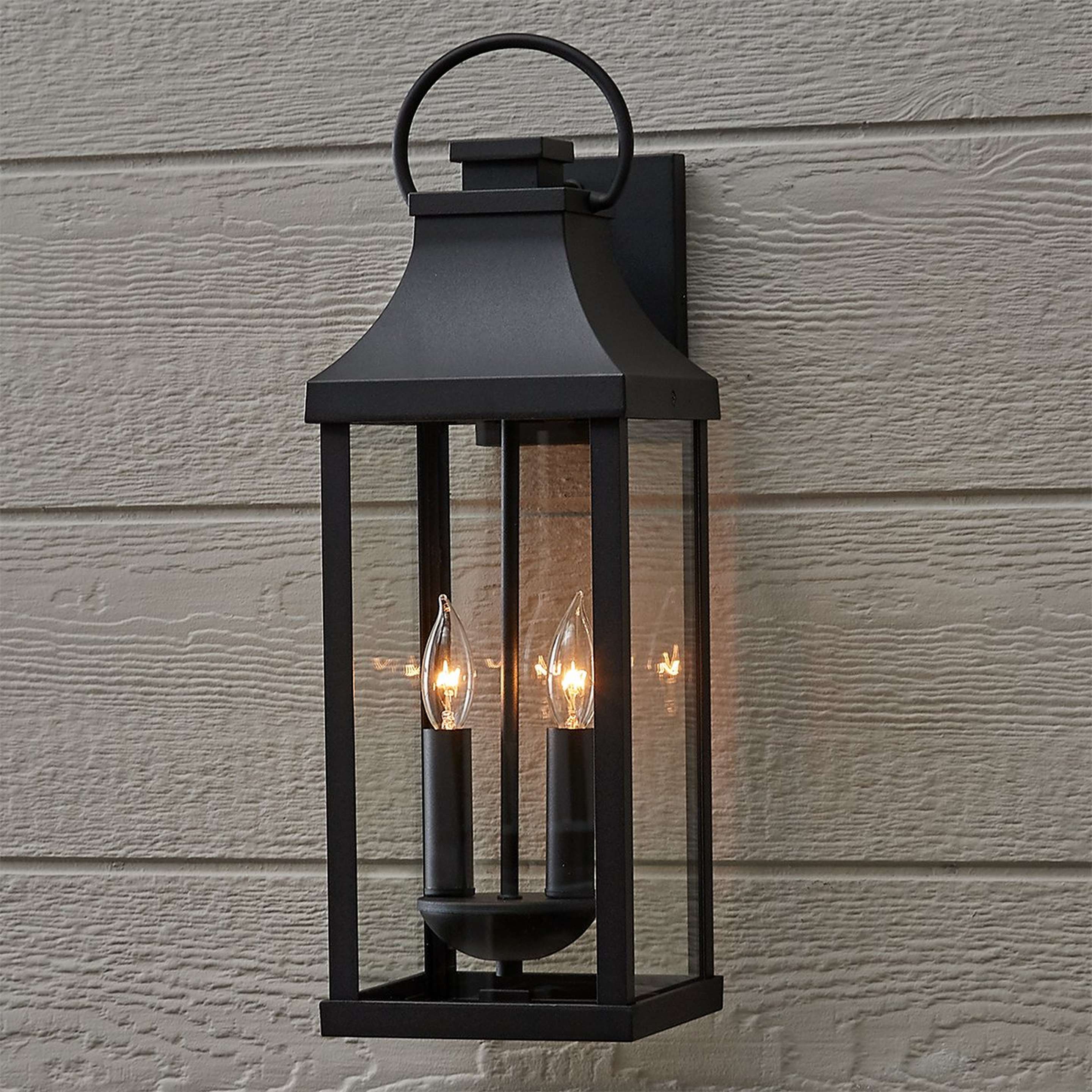 A Aire Libre Outdoor Sconce - 2 Light with Black / Clear Glass color