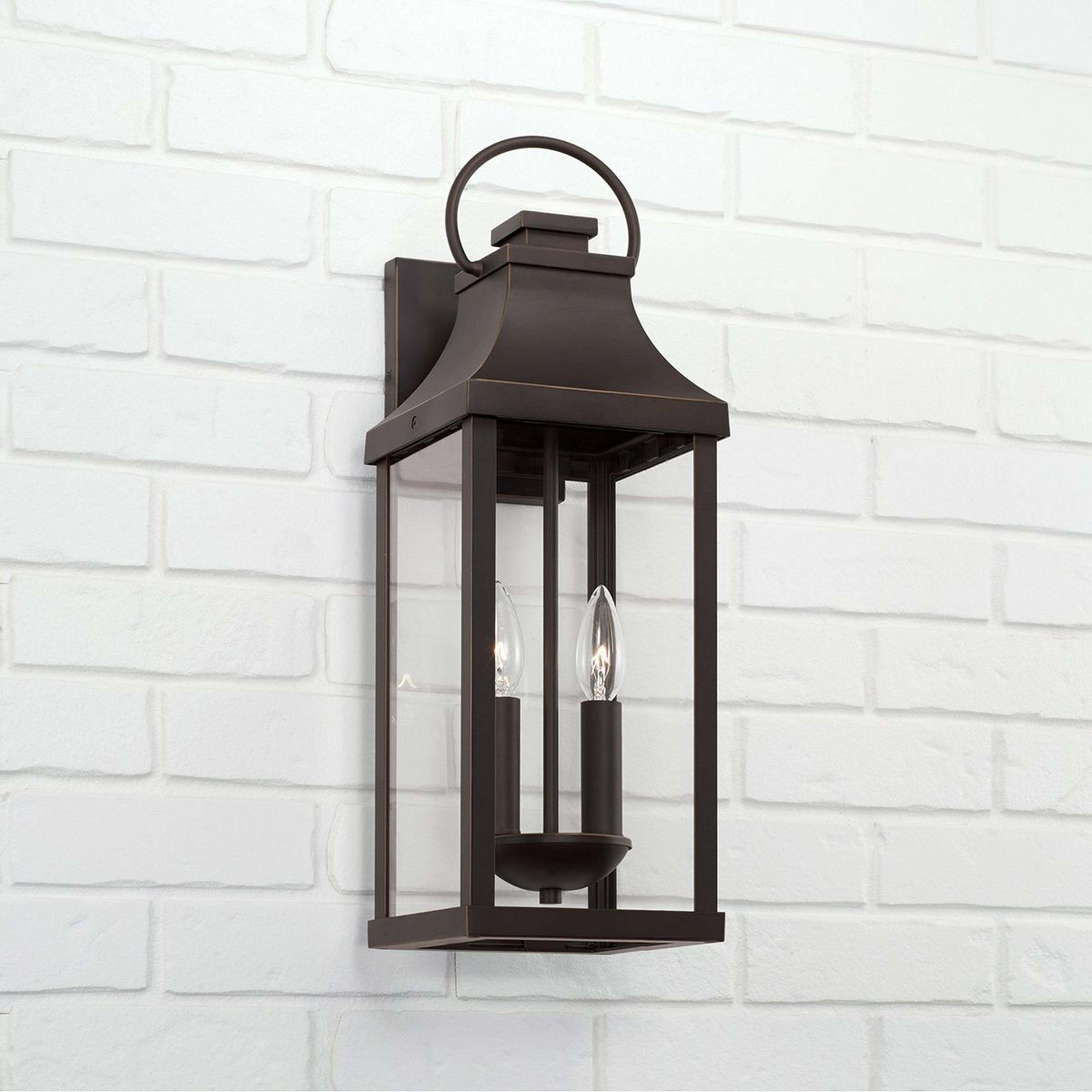 A Aire Libre Outdoor Sconce - 2 Light with Bronze / Clear Glass  color