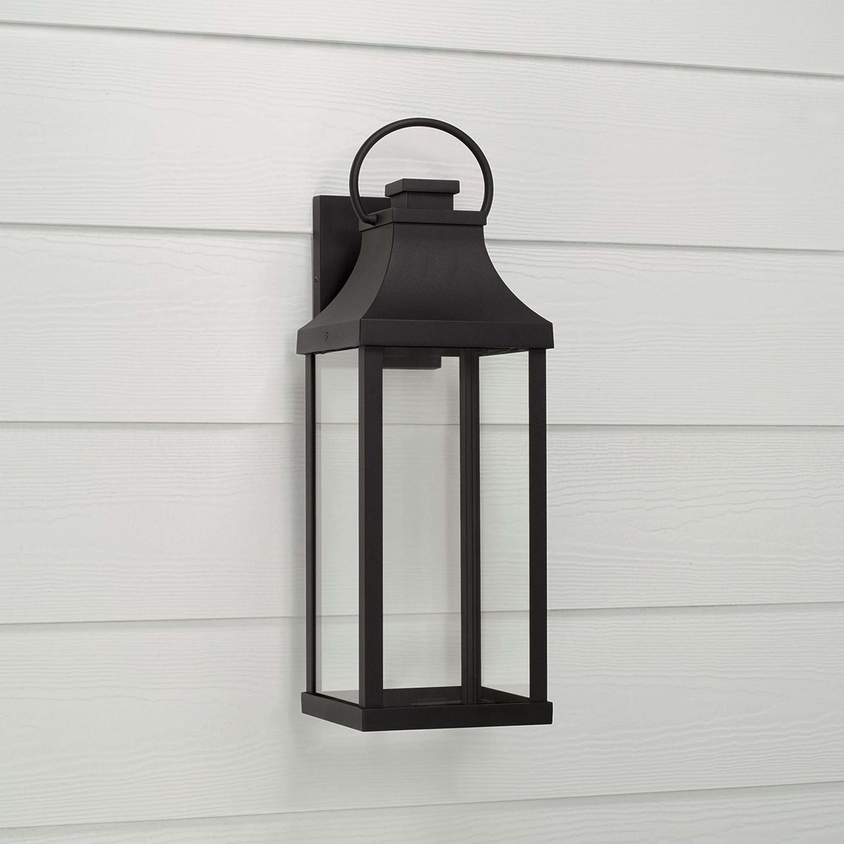 A Aire Libre LED Outdoor Sconce - Medium with Black / Clear Glass color