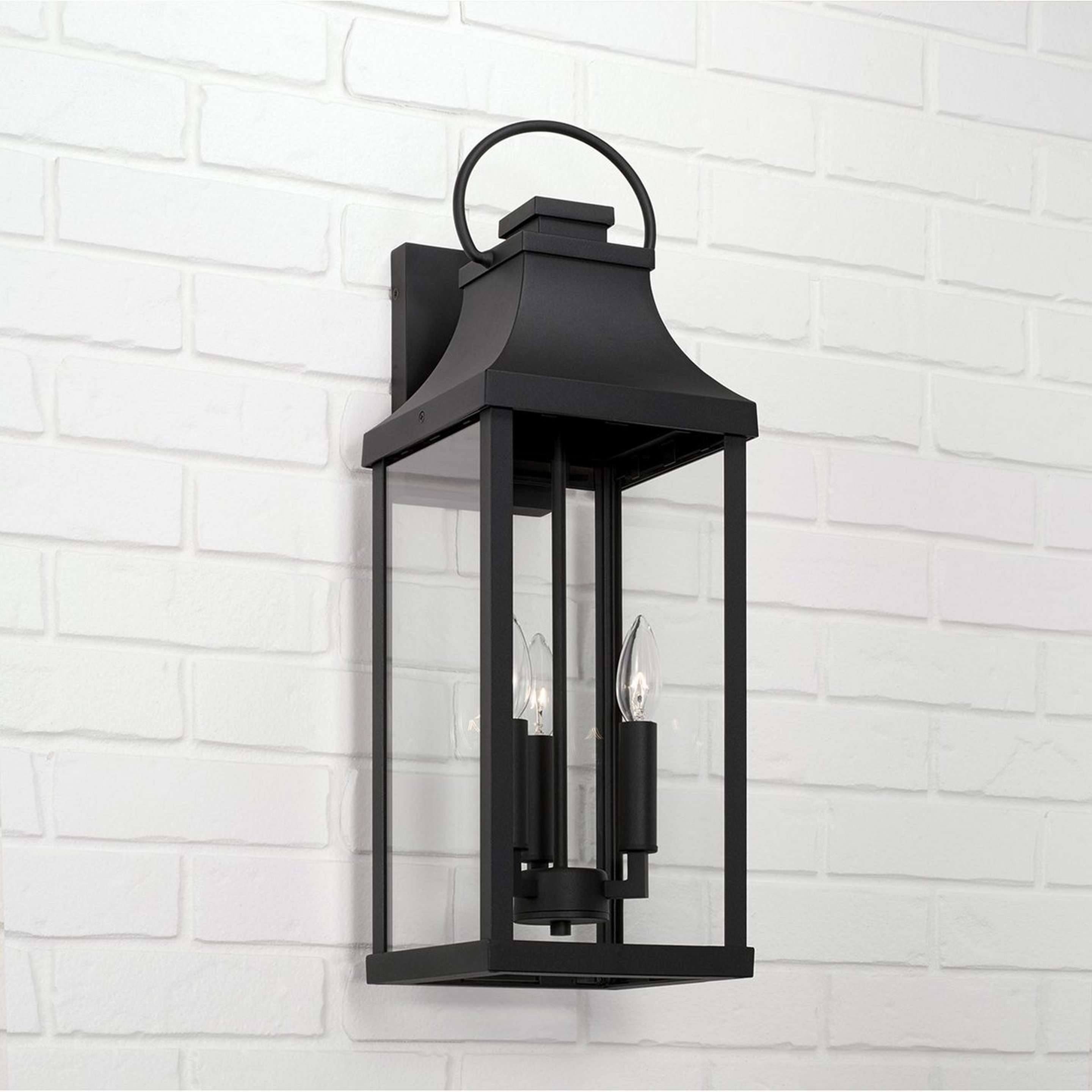 A Aire Libre Outdoor Sconce - 3 Light with Black / Clear Glass color