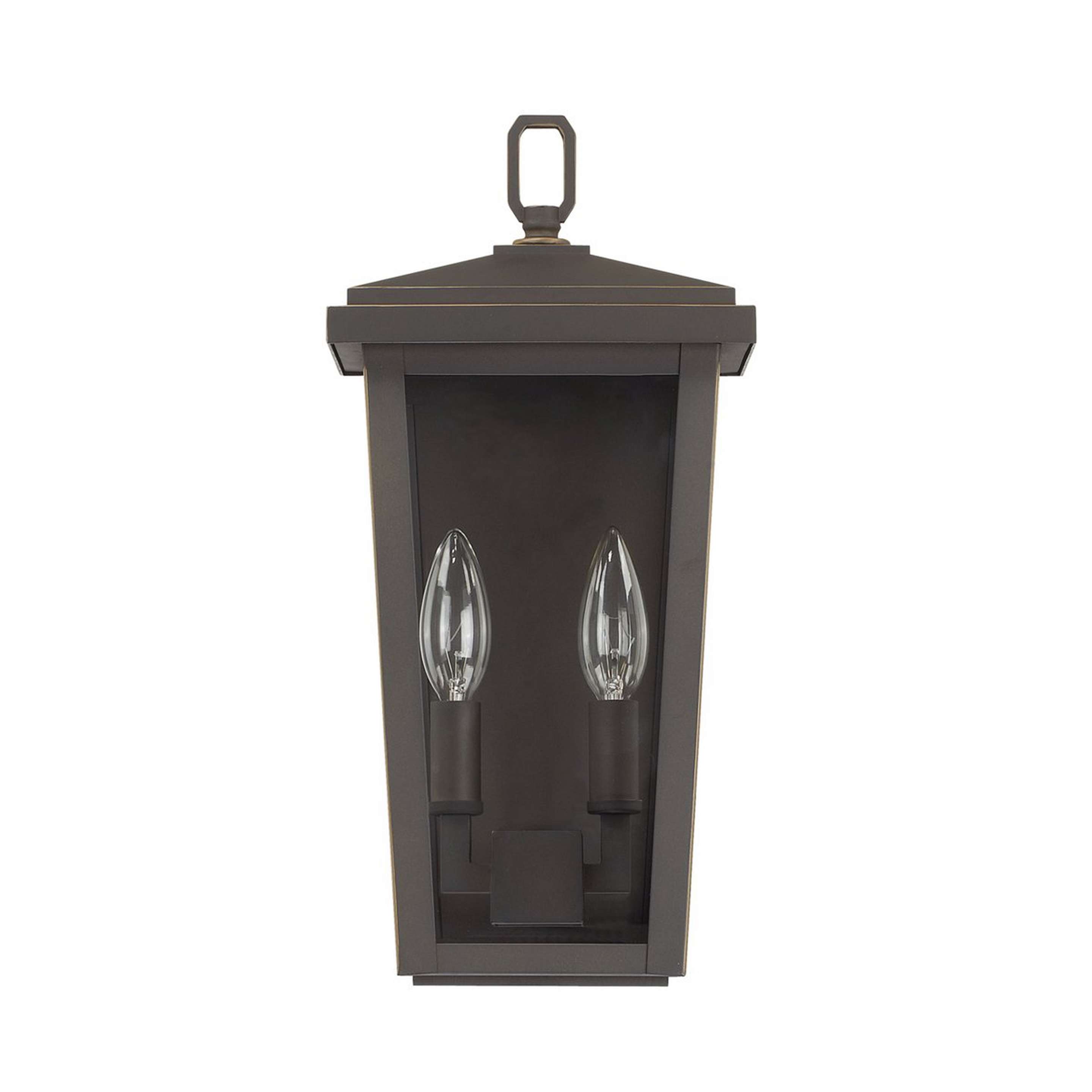 A Transitional Providence Outdoor Sconce - Small with Bronze / Clear Glass color