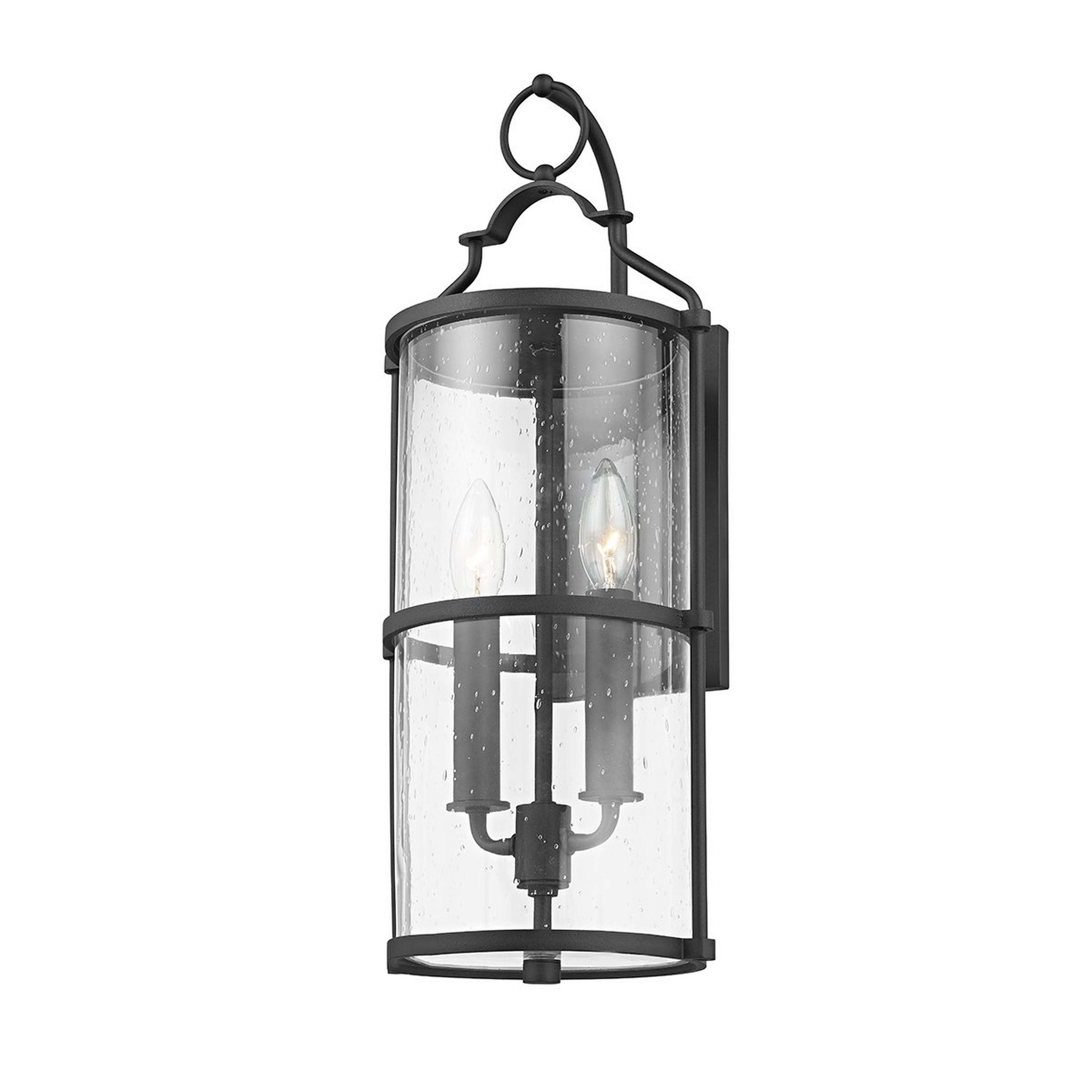 A Luminant Lucinda Outdoor Sconce - Medium with Textured Black / Seeded Glass color