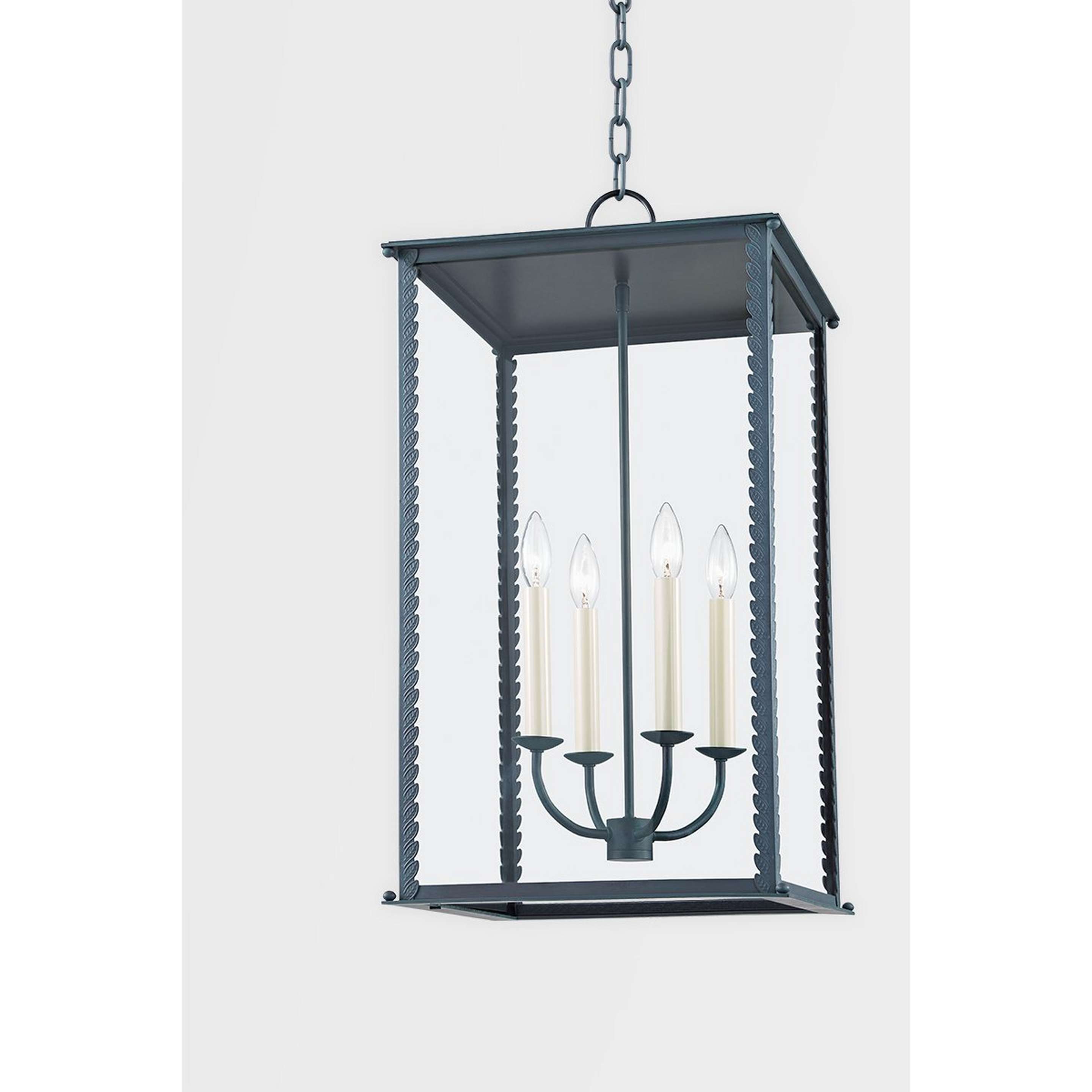 A Liana Outdoor Hanging Lantern with Verdigris / Clear Glass color