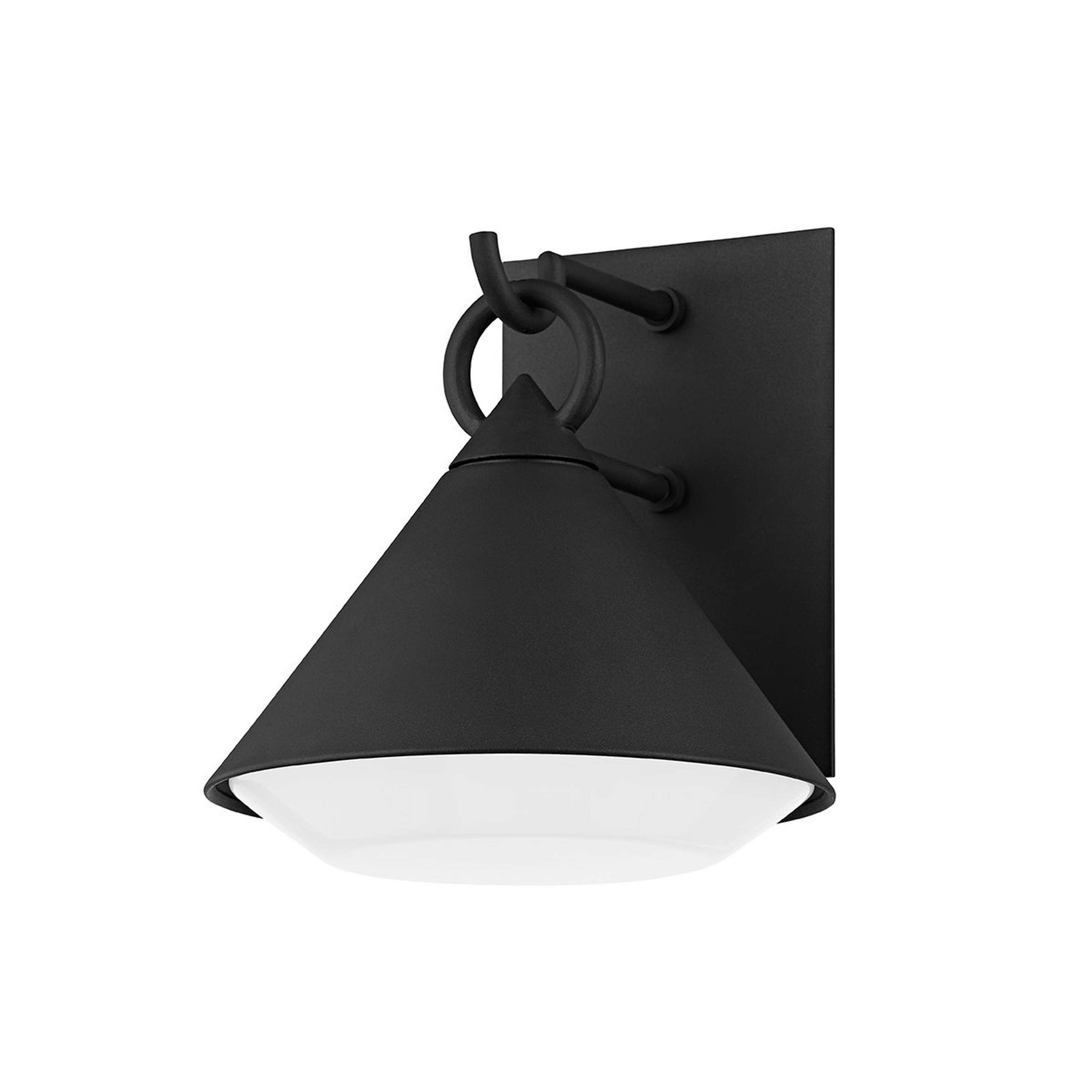 A Benai Outdoor Sconce with Textured Black / Opal Glass color