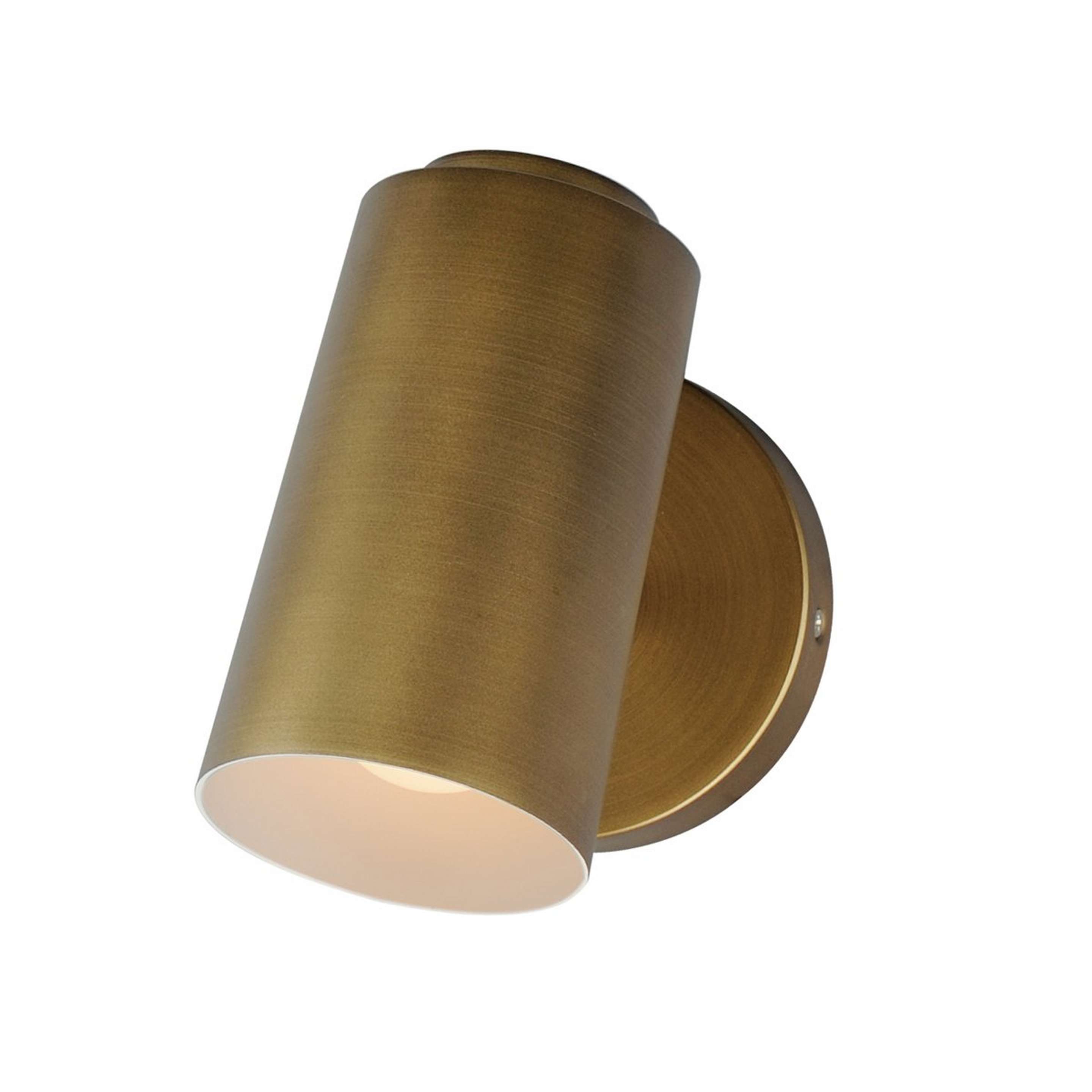 A Single Spotlight Outdoor Sconce - Cylindrical with Aged Brass color