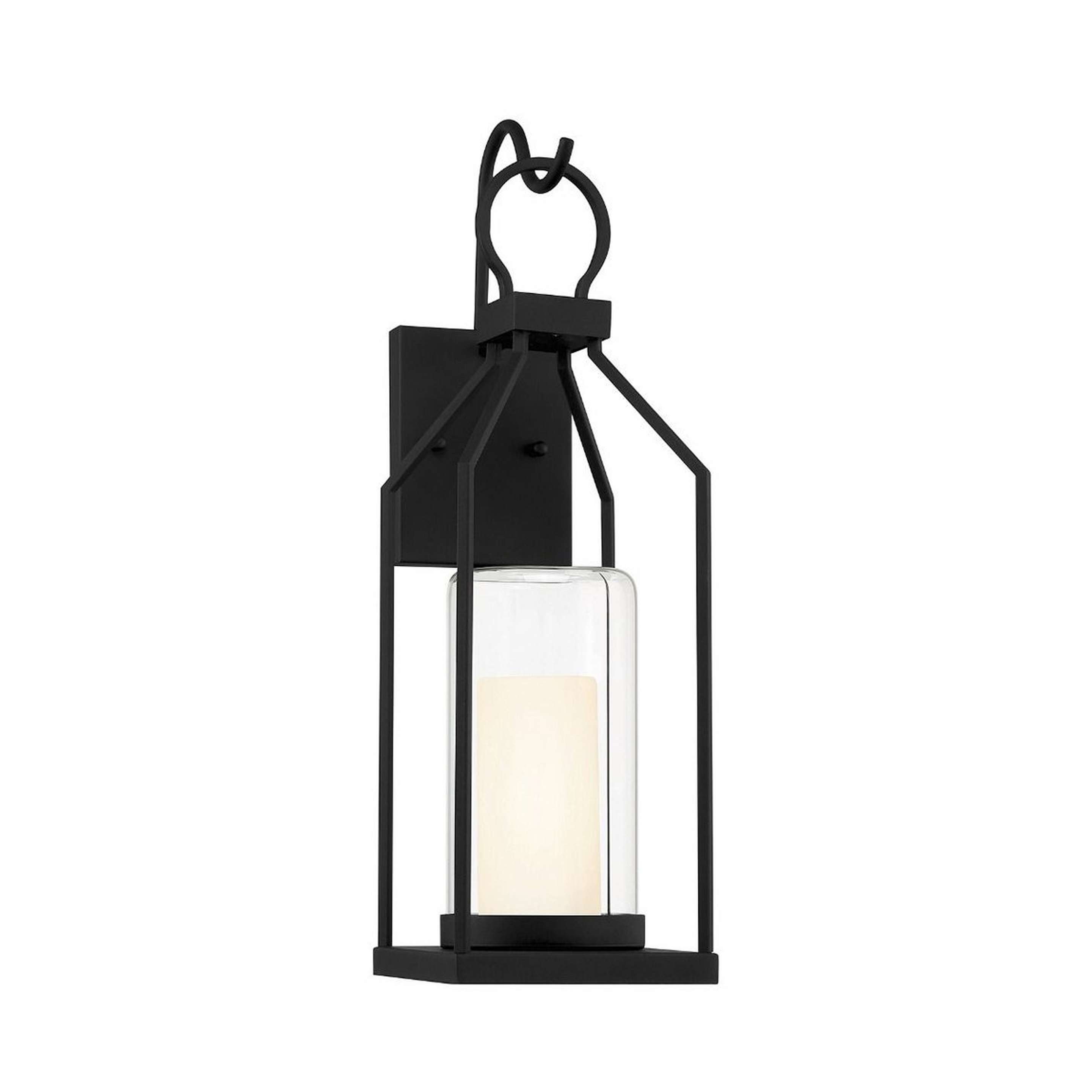 A Vera Outdoor Sconce - Small with Matte Black / Clear Glass / Opal Glass color