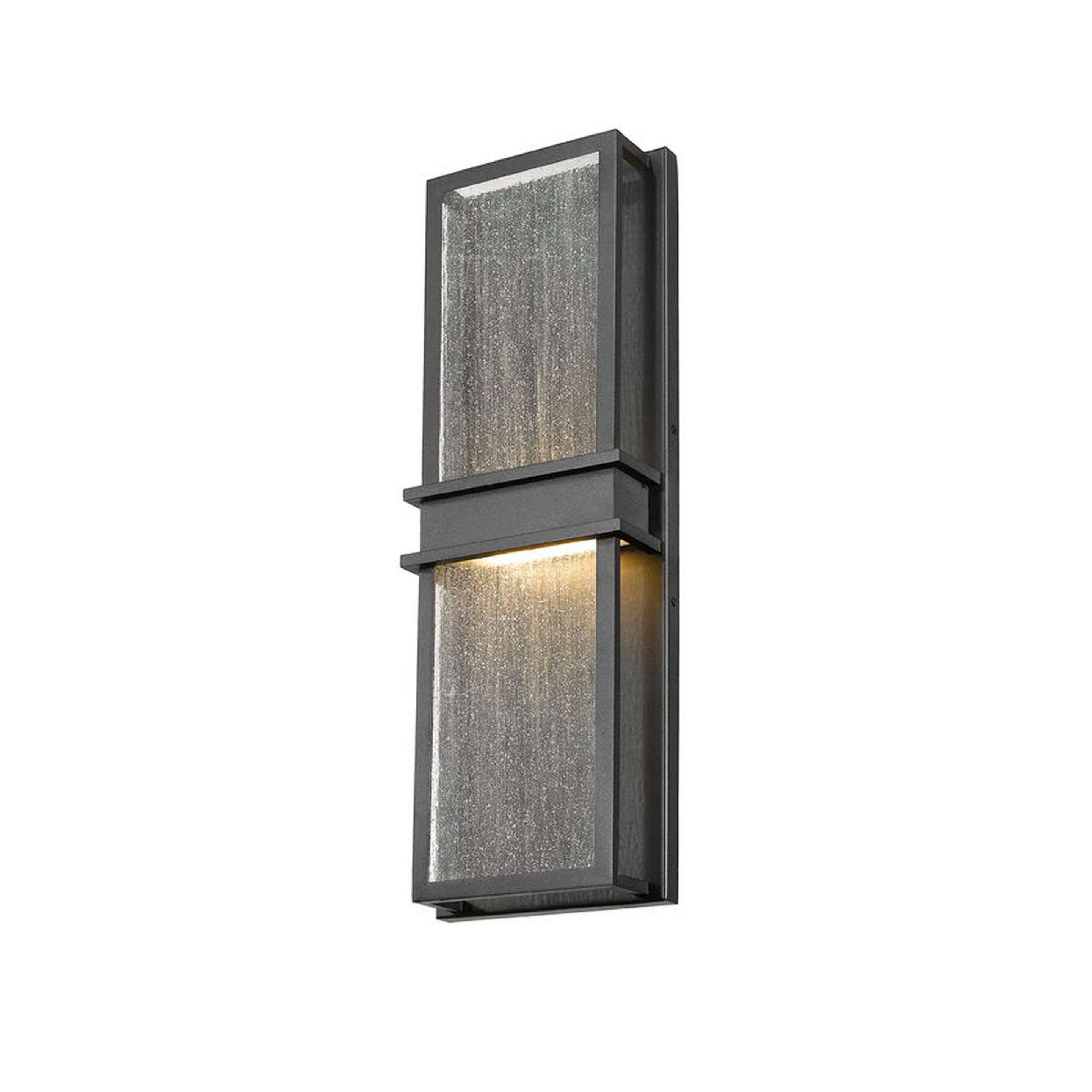 A Pencomb LED Outdoor Sconce - Large with Black / Seeded Glass color