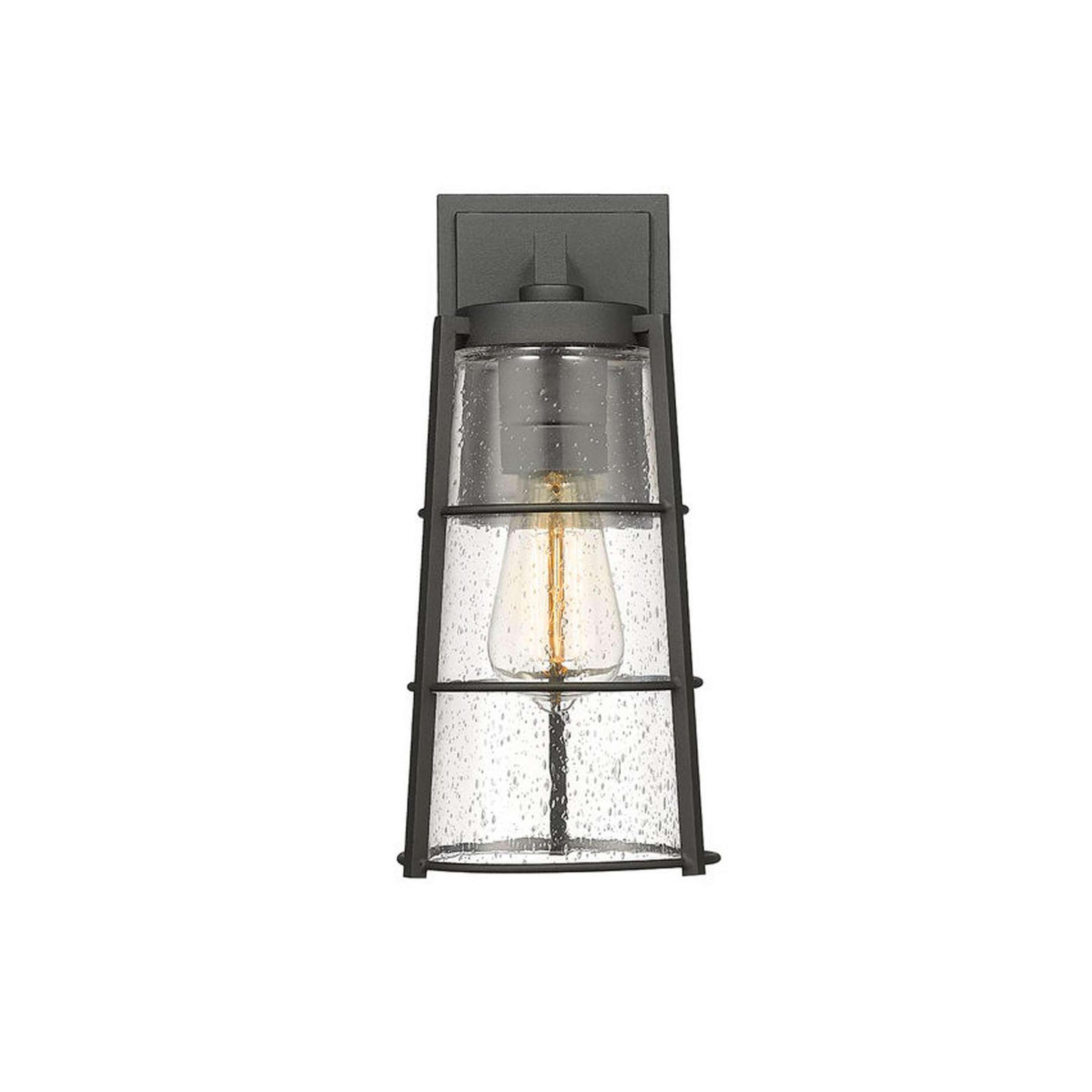 A Satchell Outdoor Sconce - Medium with Black / Seeded Glass color