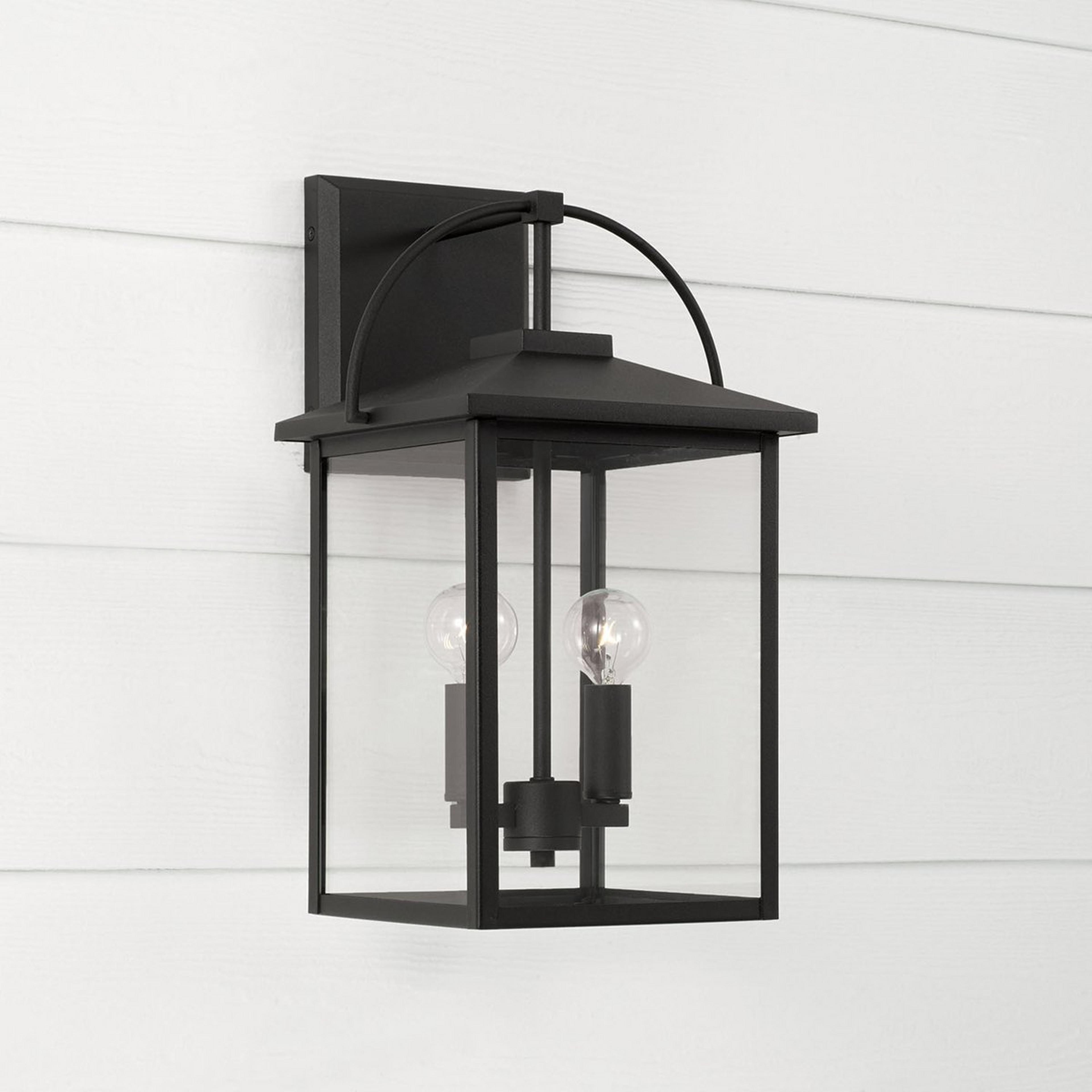 A Aranav Outdoor Sconce - 2 Light with Black / Clear Glass  color