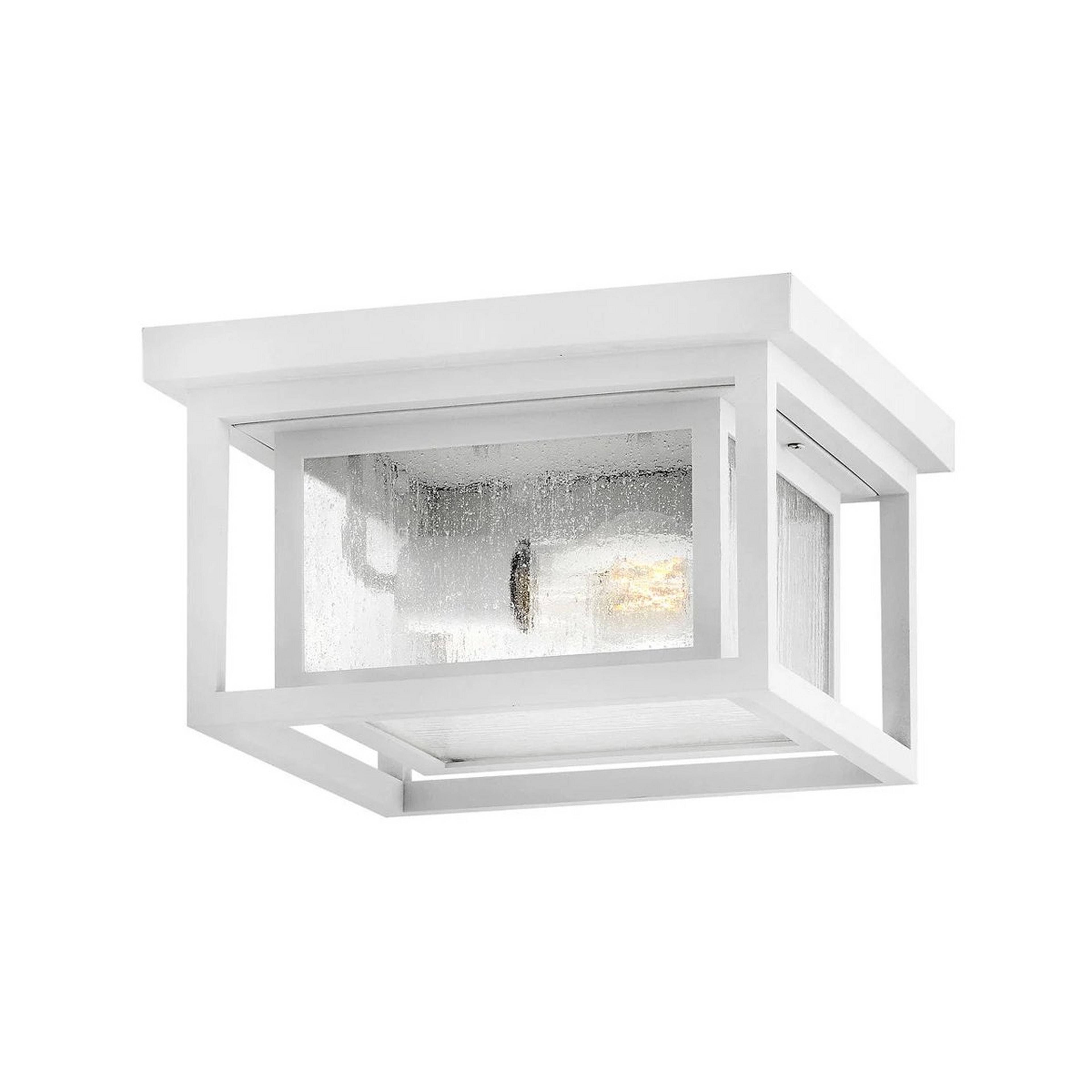 A Framed Squared Ceiling Light with White / Seeded Glass color