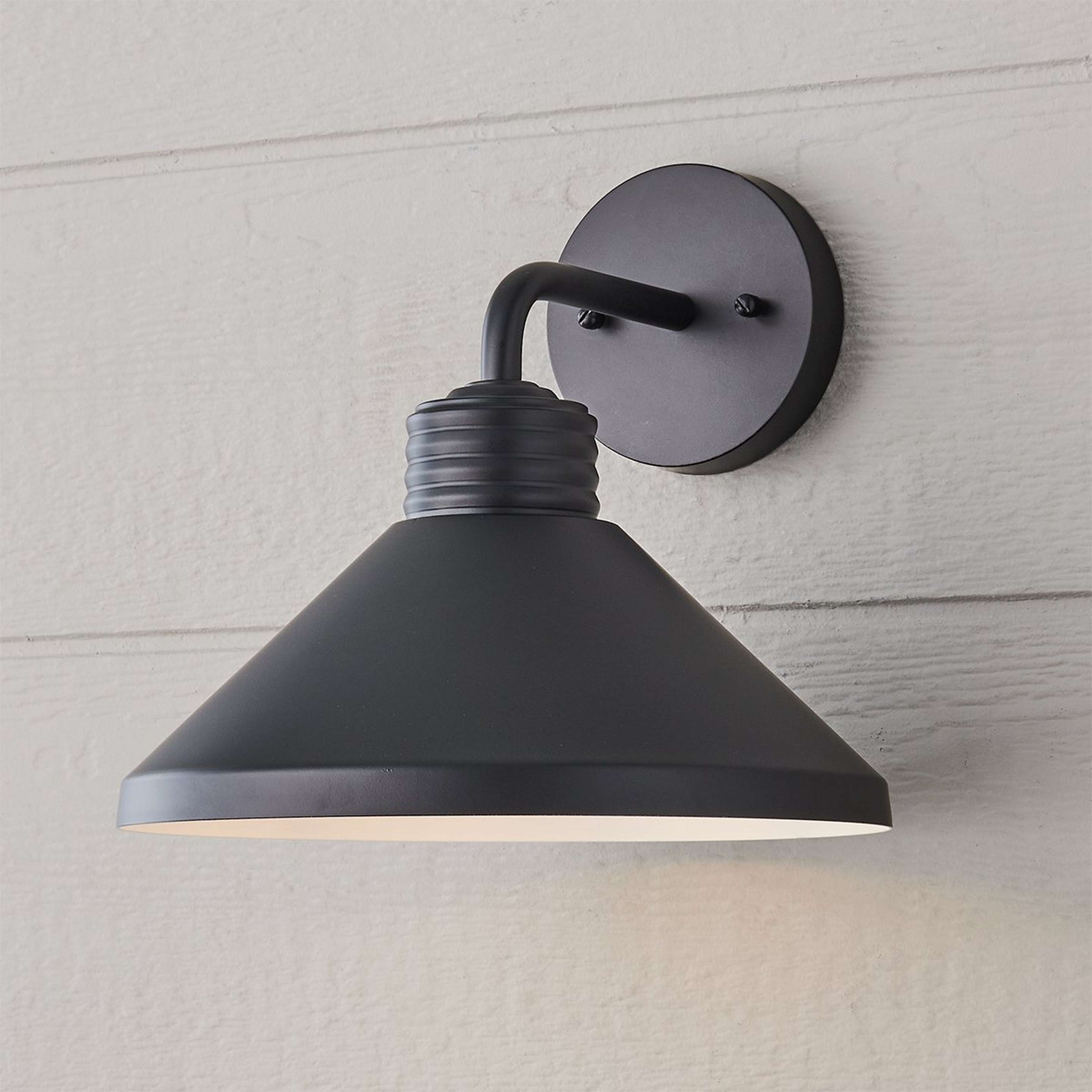 A Neil Outdoor Sconce - Small with Matte Black / White color