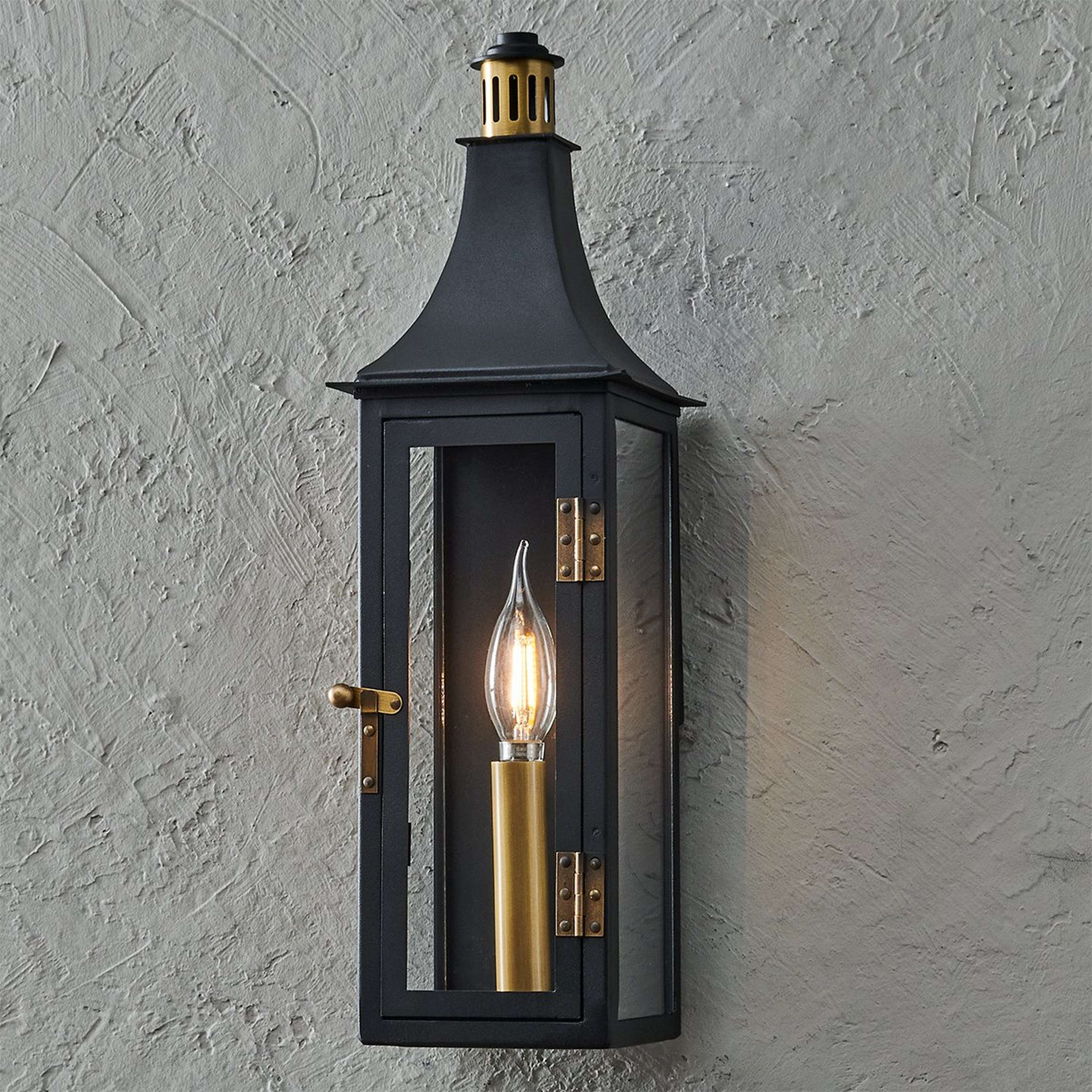 A Pembroke Outdoor Sconce - Small with Black / Brass color