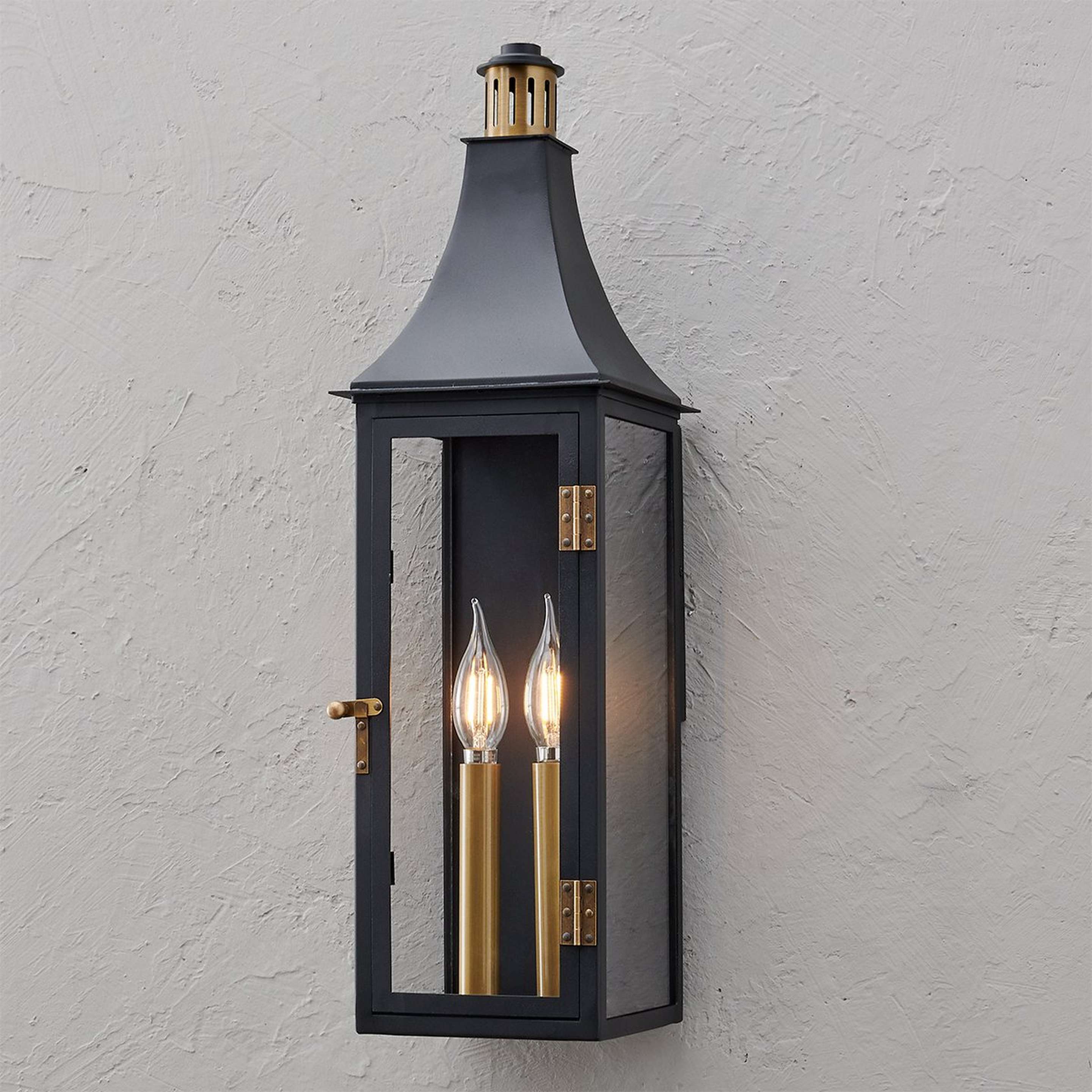 A Pembroke Outdoor Sconce - Medium with Black / Brass color