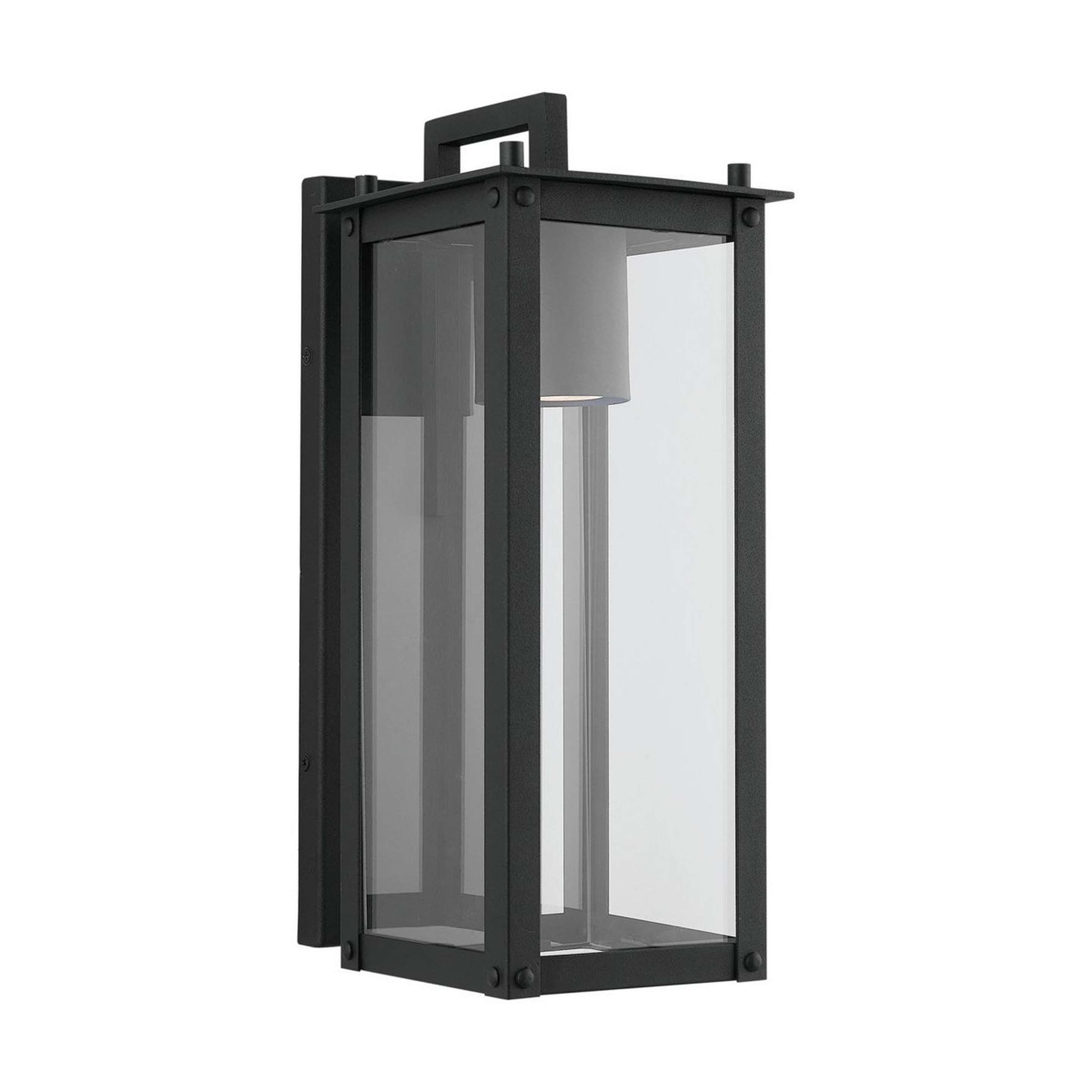 A Modern Wistar Outdoor Sconce - Small with Black / Clear Glass color