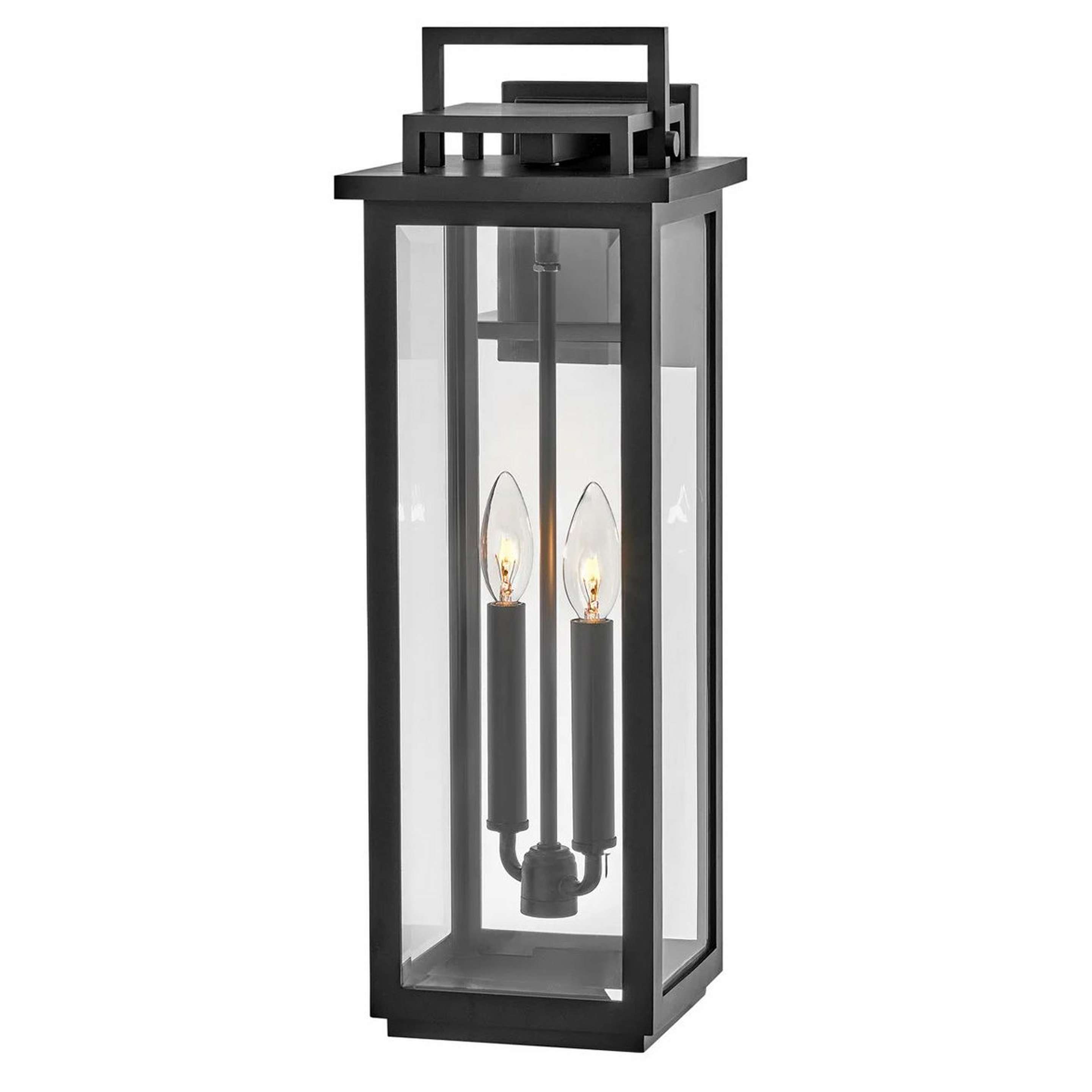A Malton Outdoor Sconce - Large with Black / Beveled Glass color