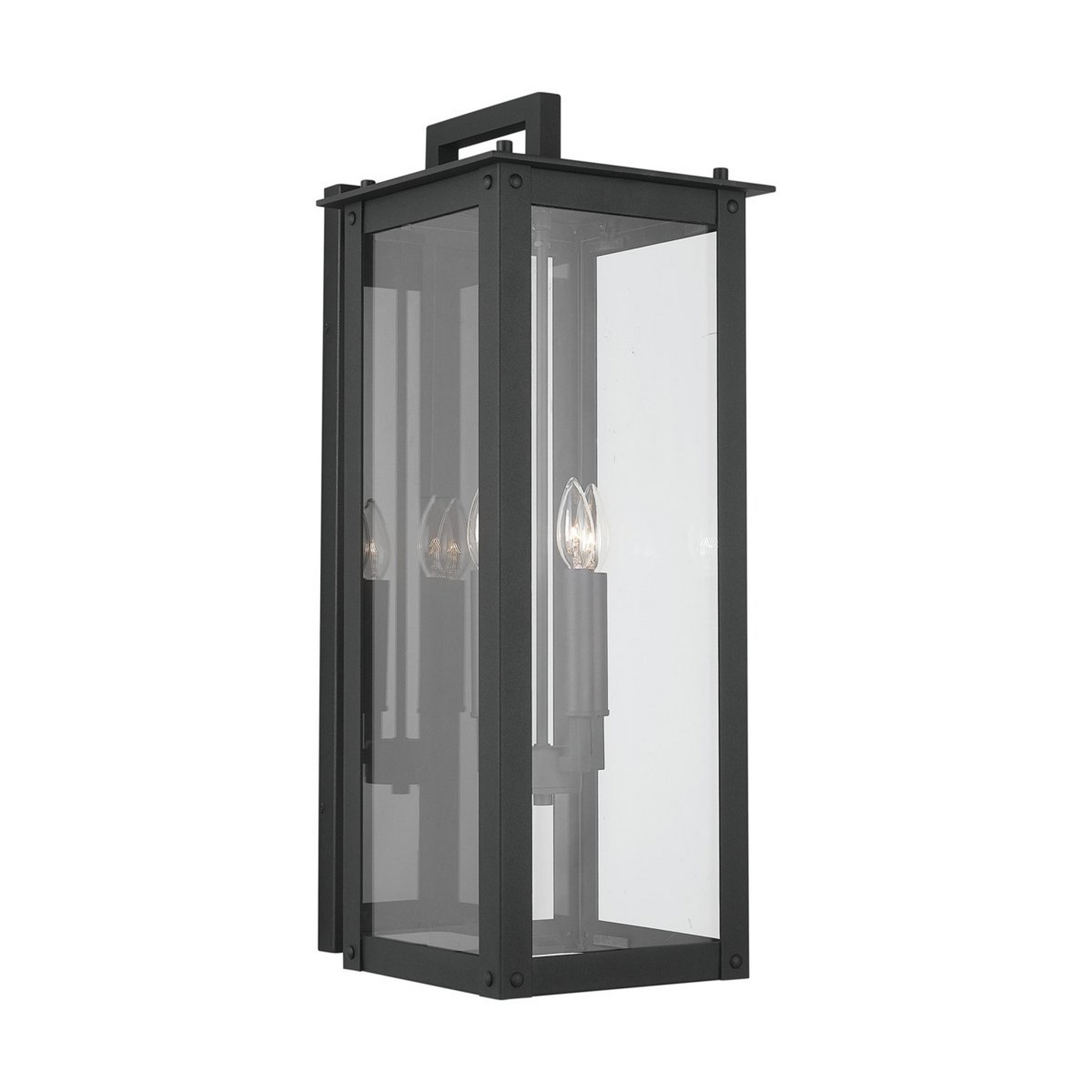 A Classic Wistar Outdoor Sconce - Large with Black / Clear Glass color