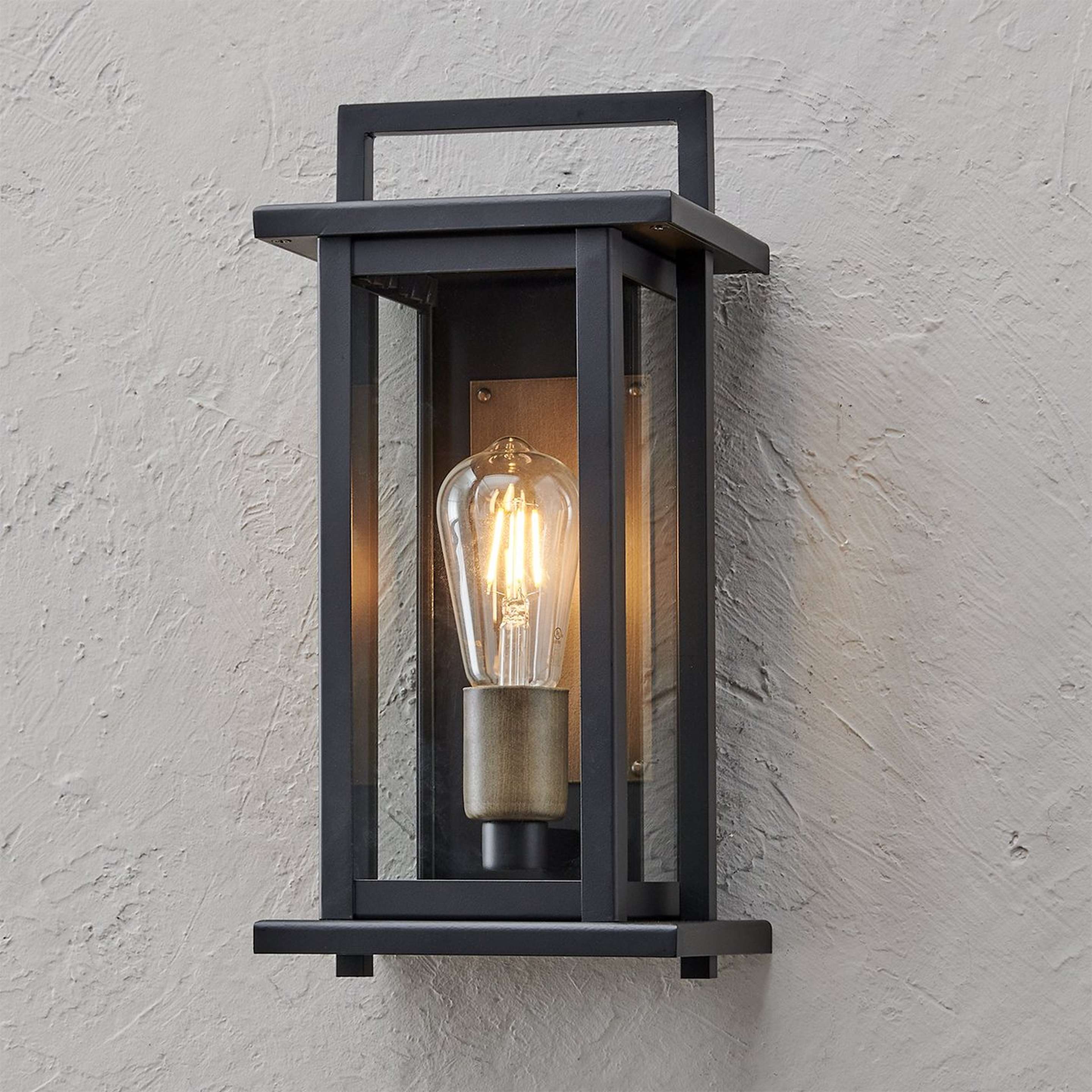 A Kyoto Outdoor Sconce - Small with Black / Burnished Bronze color