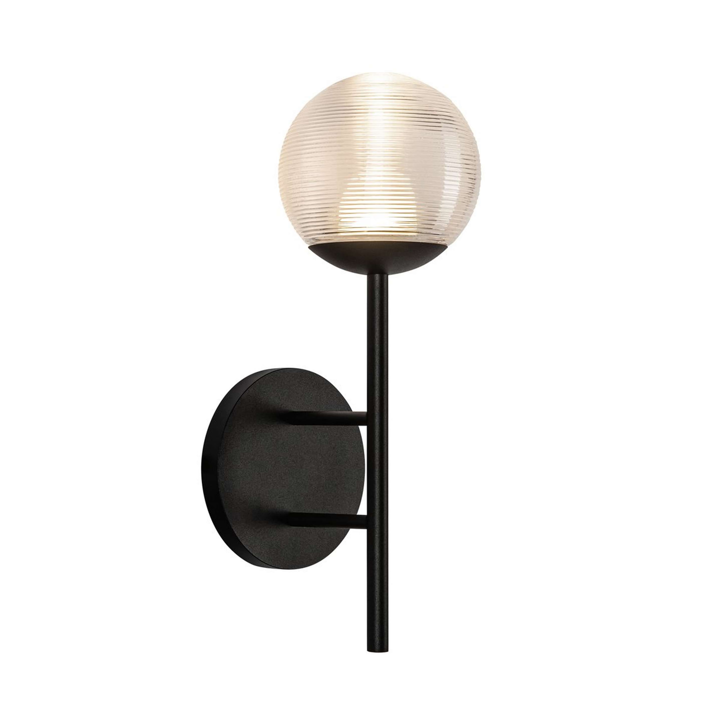 A Beacon LED Outdoor Sconce - Ribbed Glass with Black / Ribbed Glass color