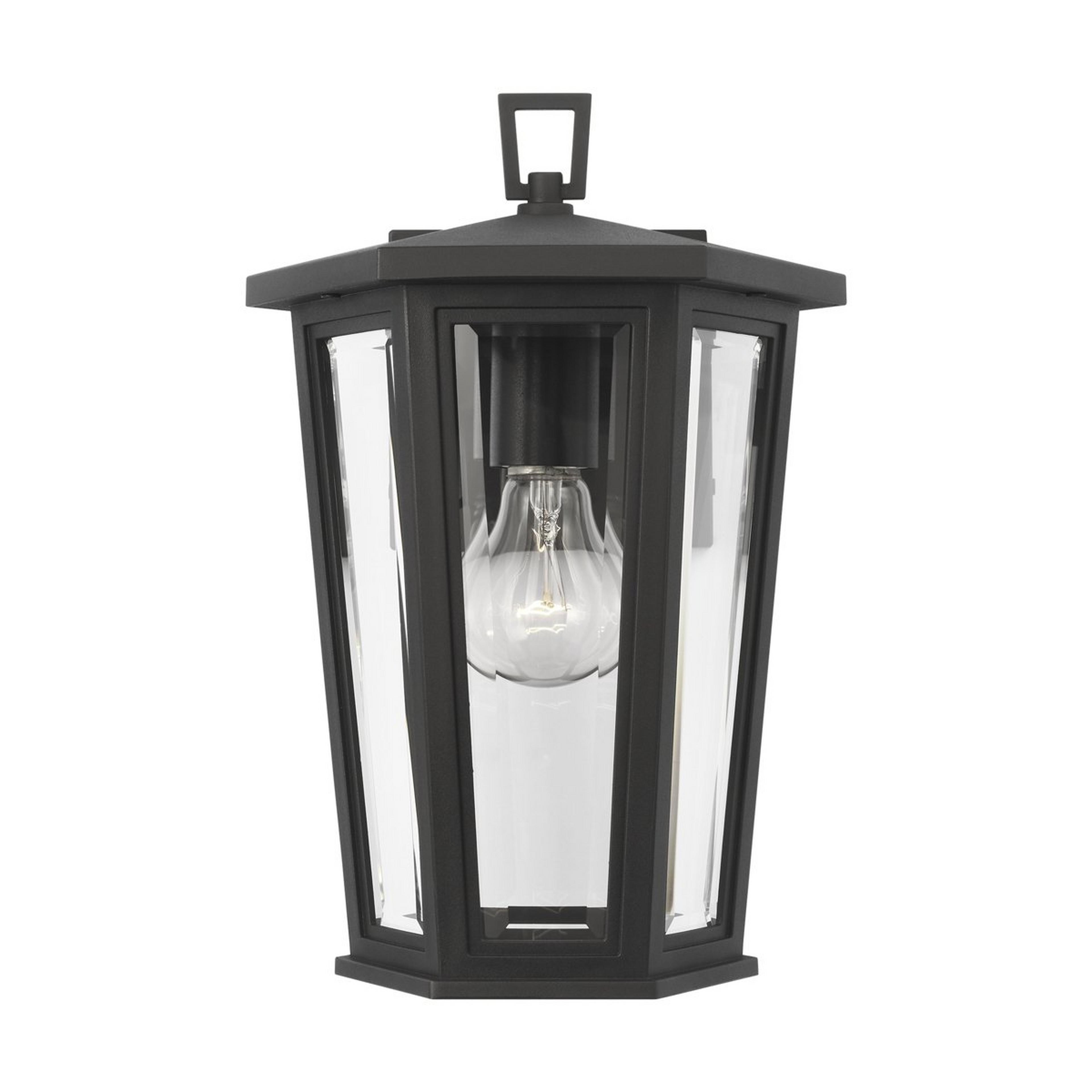 A Bushnell Outdoor Sconce - Small with Black / Clear Glass color