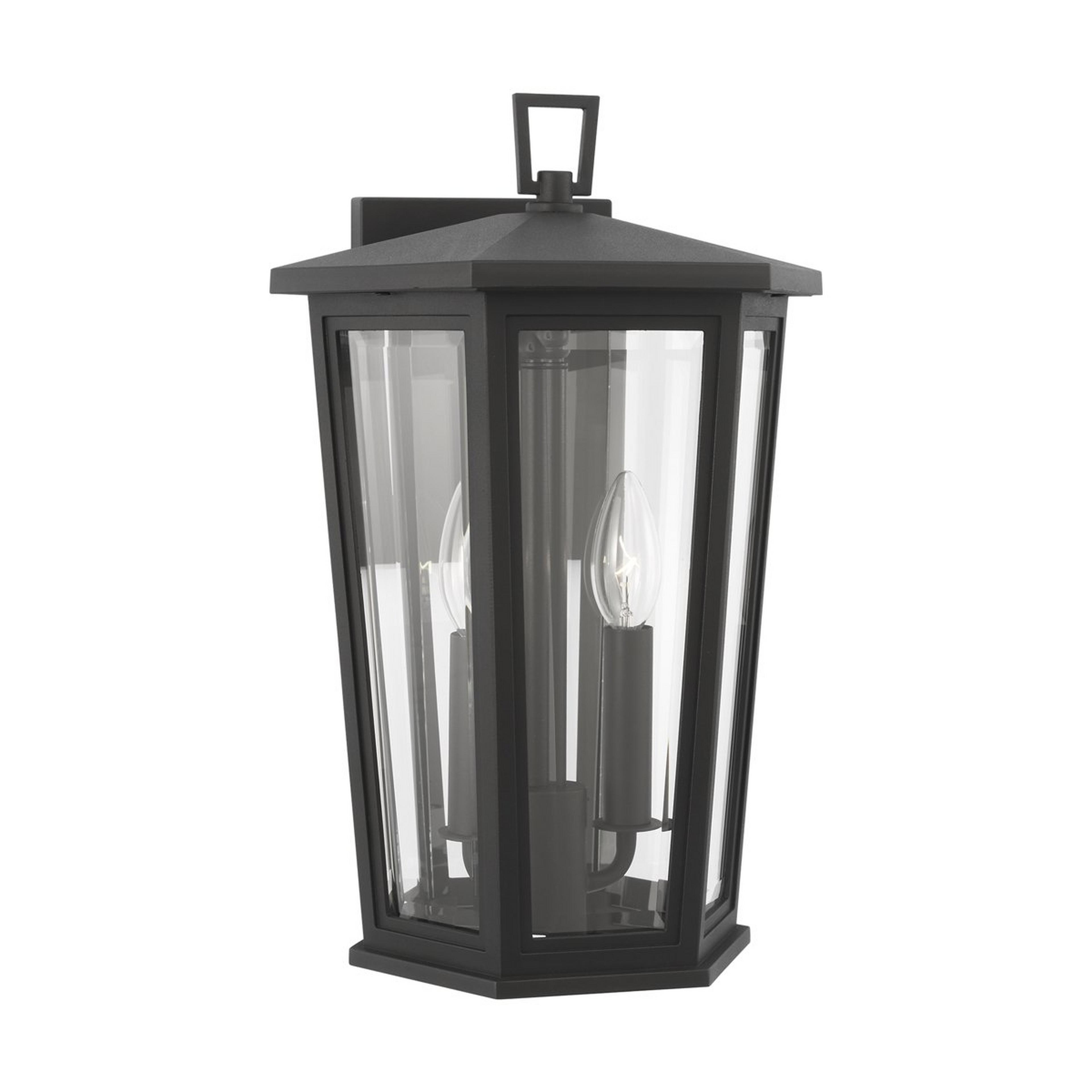 A Bushnell Outdoor Sconce - Medium with Black / Clear Glass color