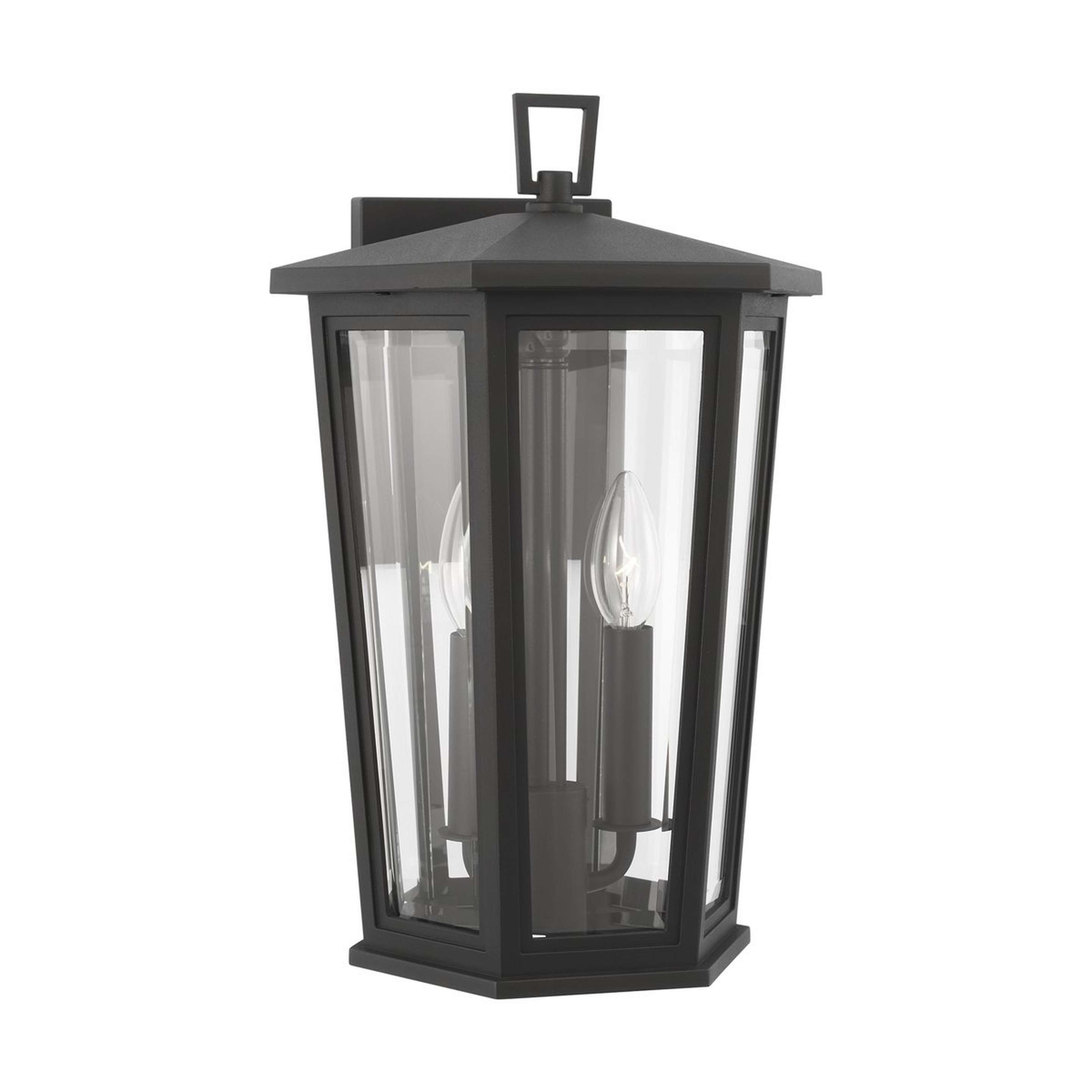 A Bushnell Outdoor Sconce - Medium with Black / Clear Glass color