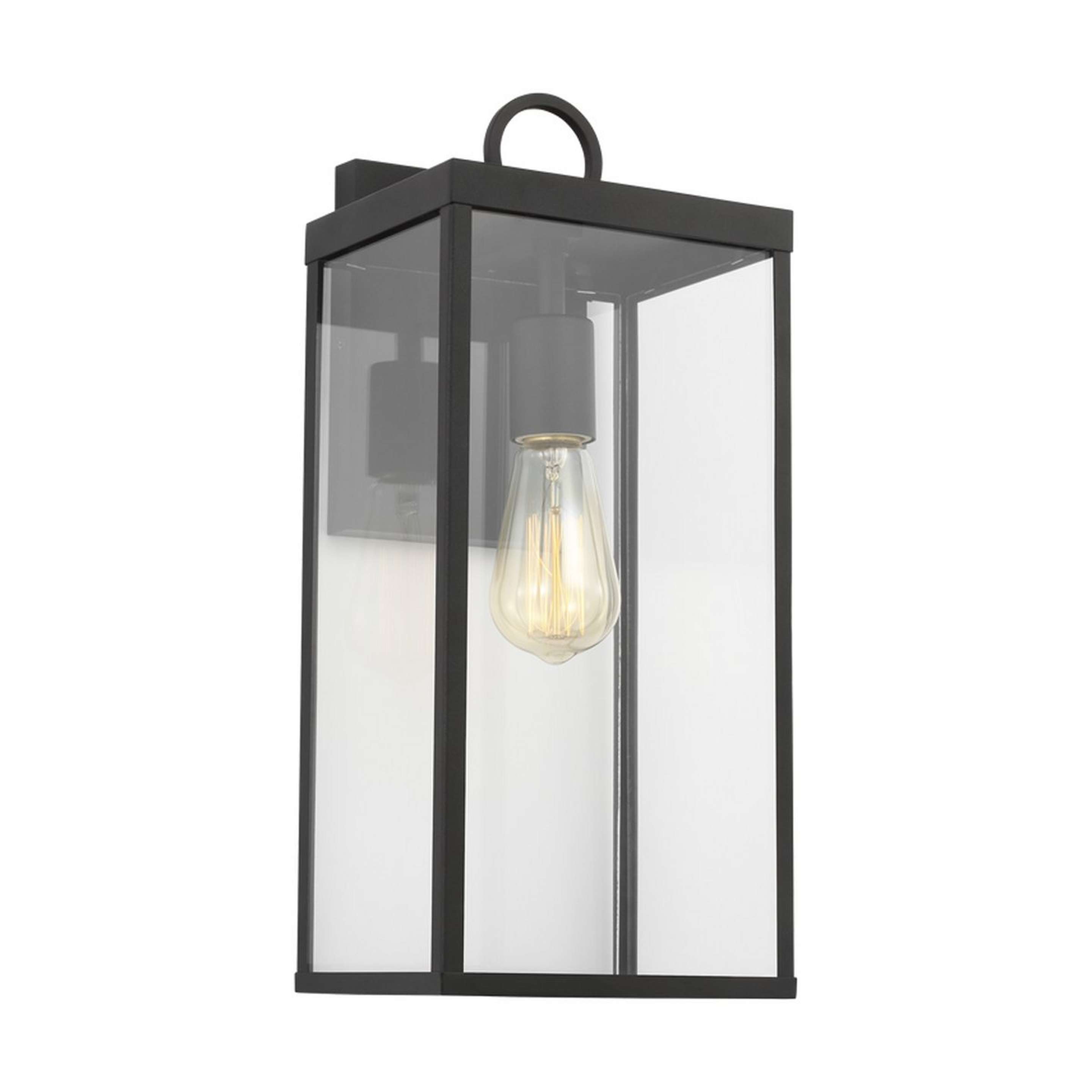A Howell Outdoor Sconce with Black / White Glass / Clear Glass color